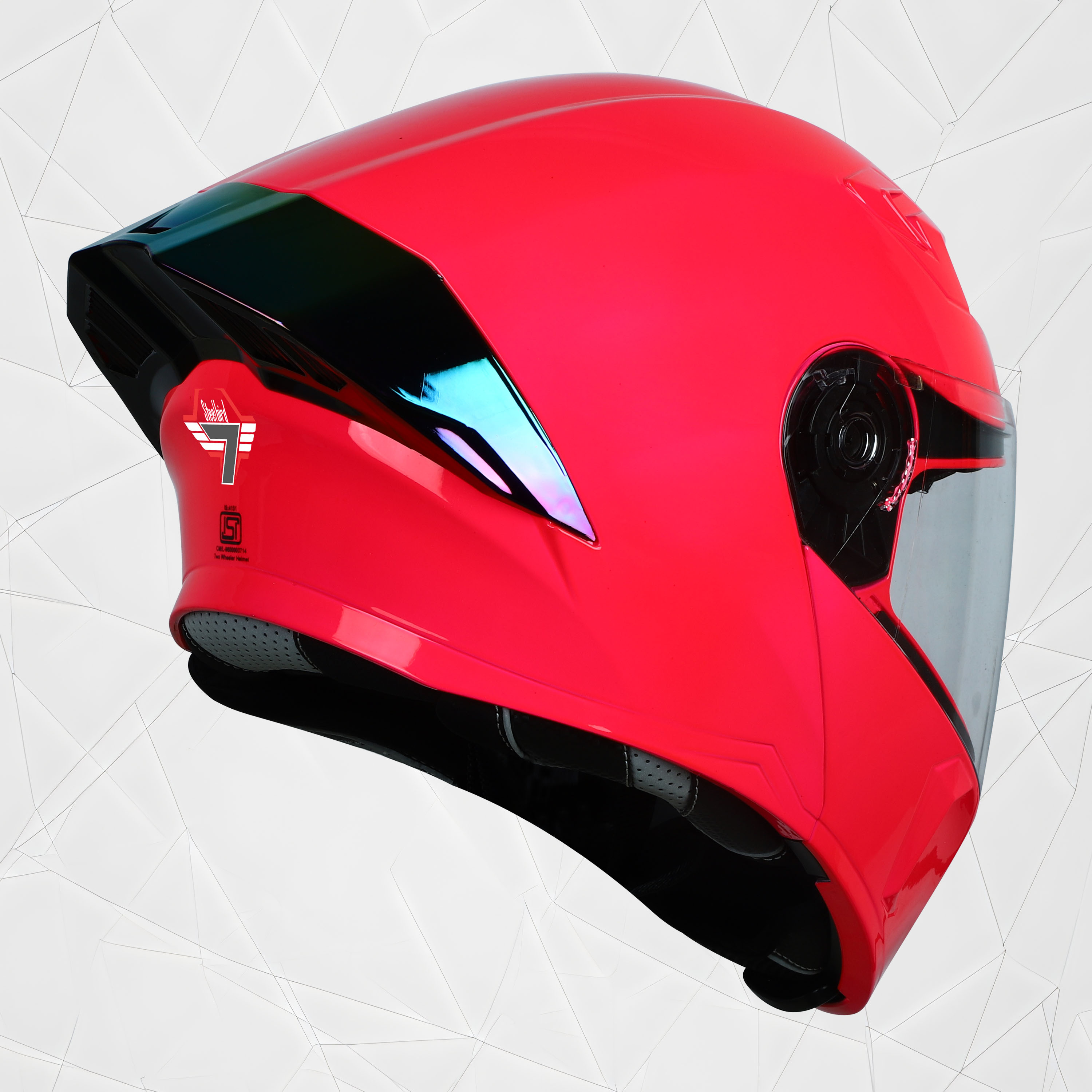 Steelbird SBA-20 7Wings ISI Certified Flip-Up Helmet With Black Spoiler For Men And Women With Inner Smoke Sun Shield (Glossy Fluo Watermelon)