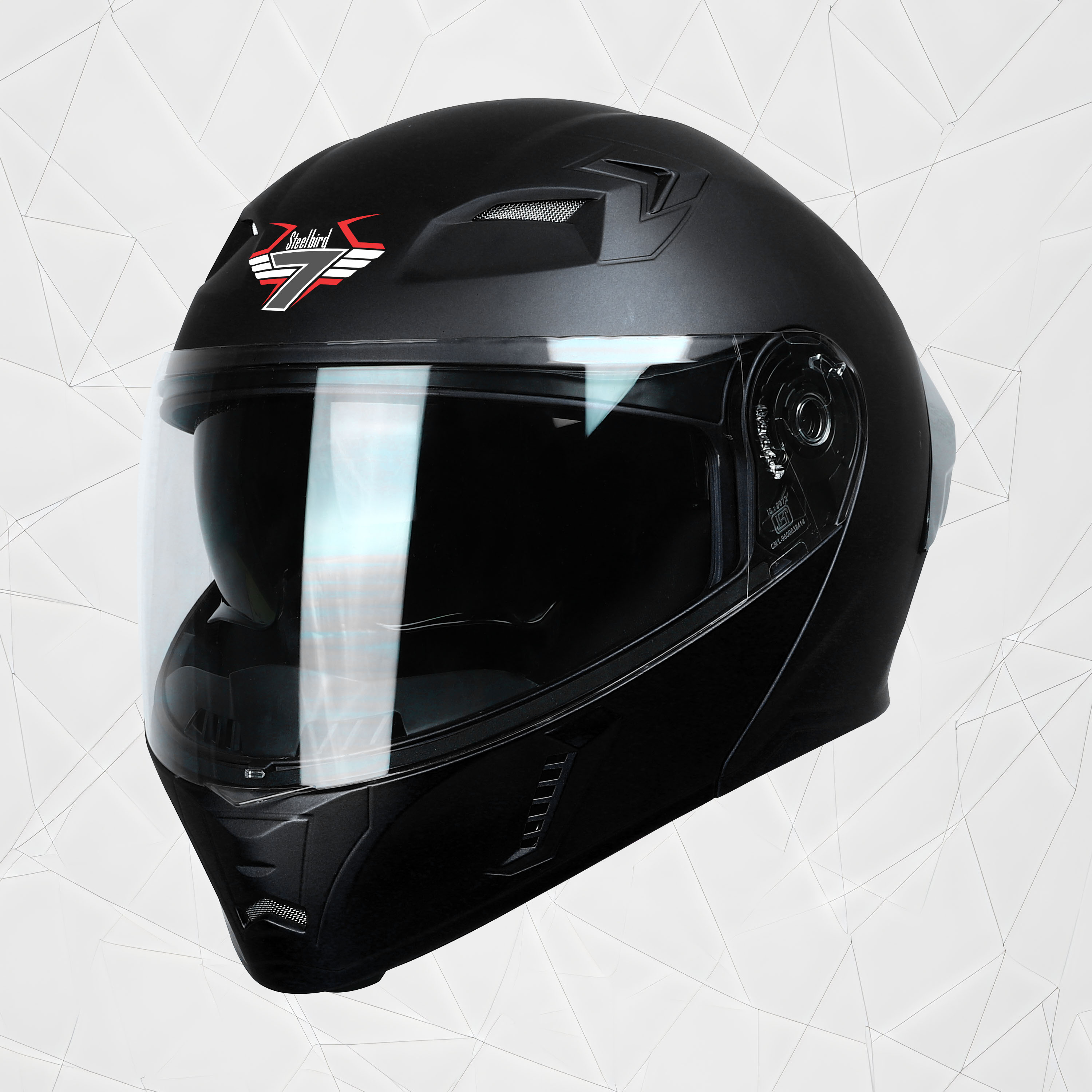 Steelbird SBA-20 7Wings ISI Certified Flip-Up Helmet With Black Spoiler For Men And Women With Inner Smoke Sun Shield (Matt Black)