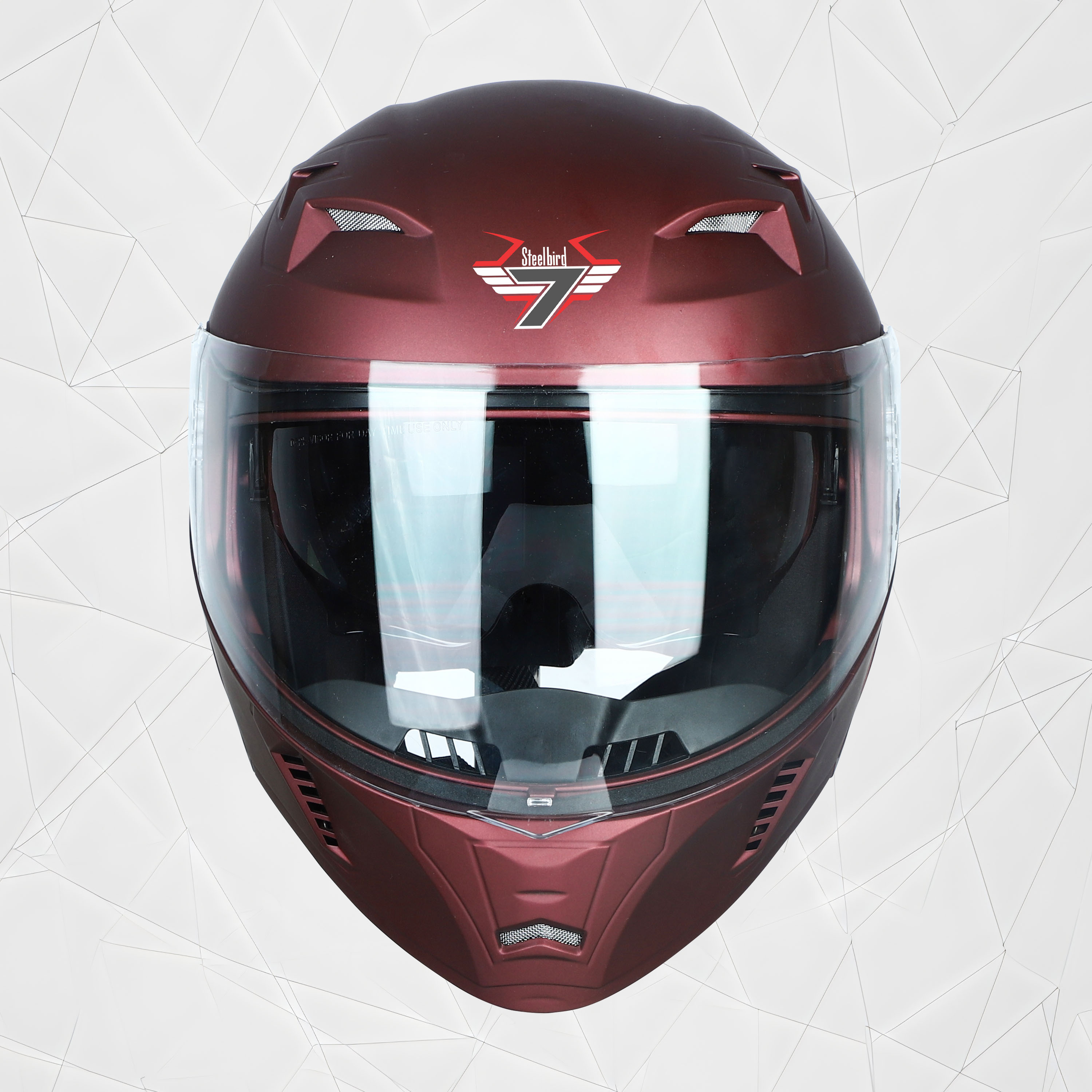Steelbird SBA-20 7Wings ISI Certified Flip-Up Helmet With Black Spoiler For Men And Women With Inner Smoke Sun Shield (Matt Maroon)