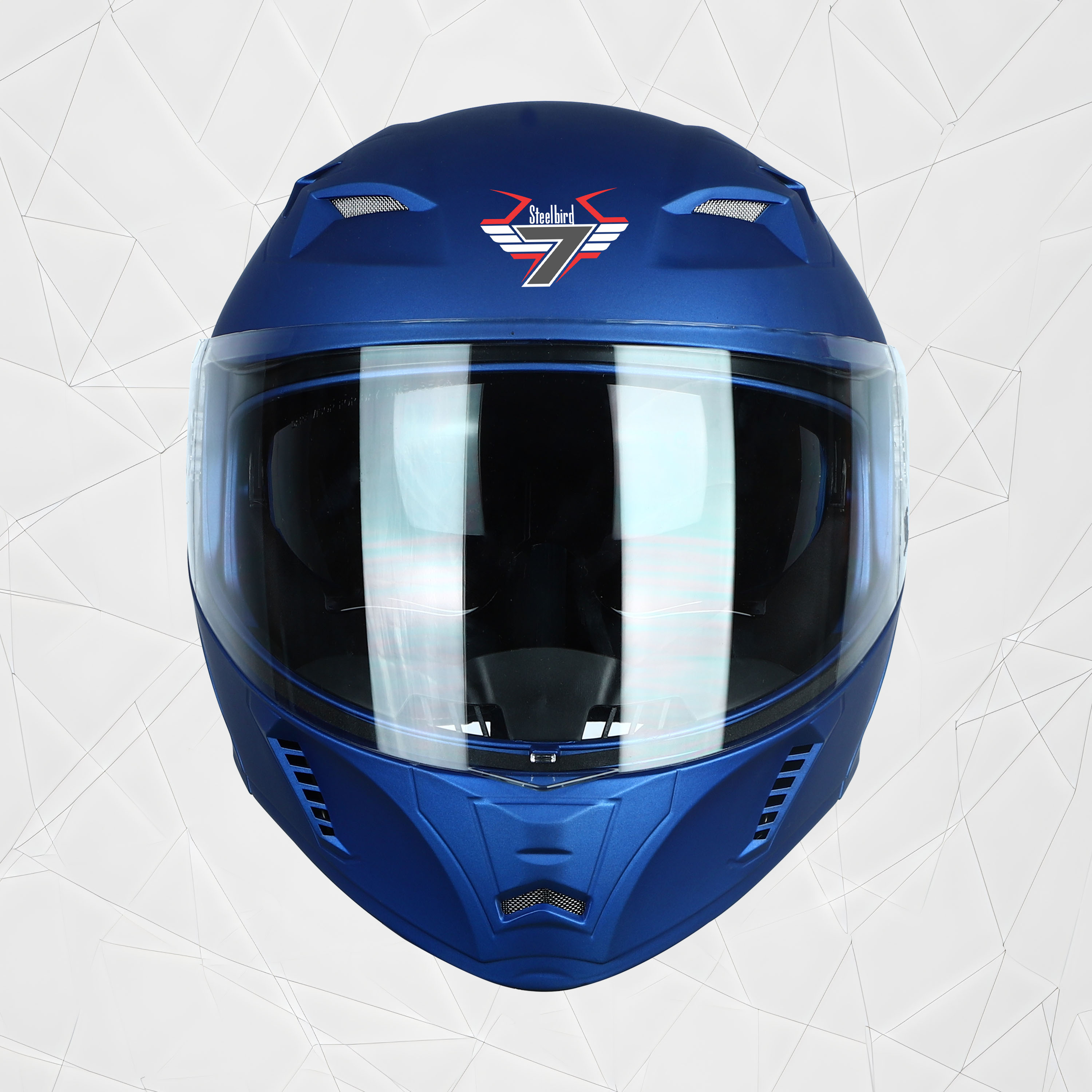 Steelbird SBA-20 7Wings ISI Certified Flip-Up Helmet With Black Spoiler For Men And Women With Inner Smoke Sun Shield (Matt Y. Blue)