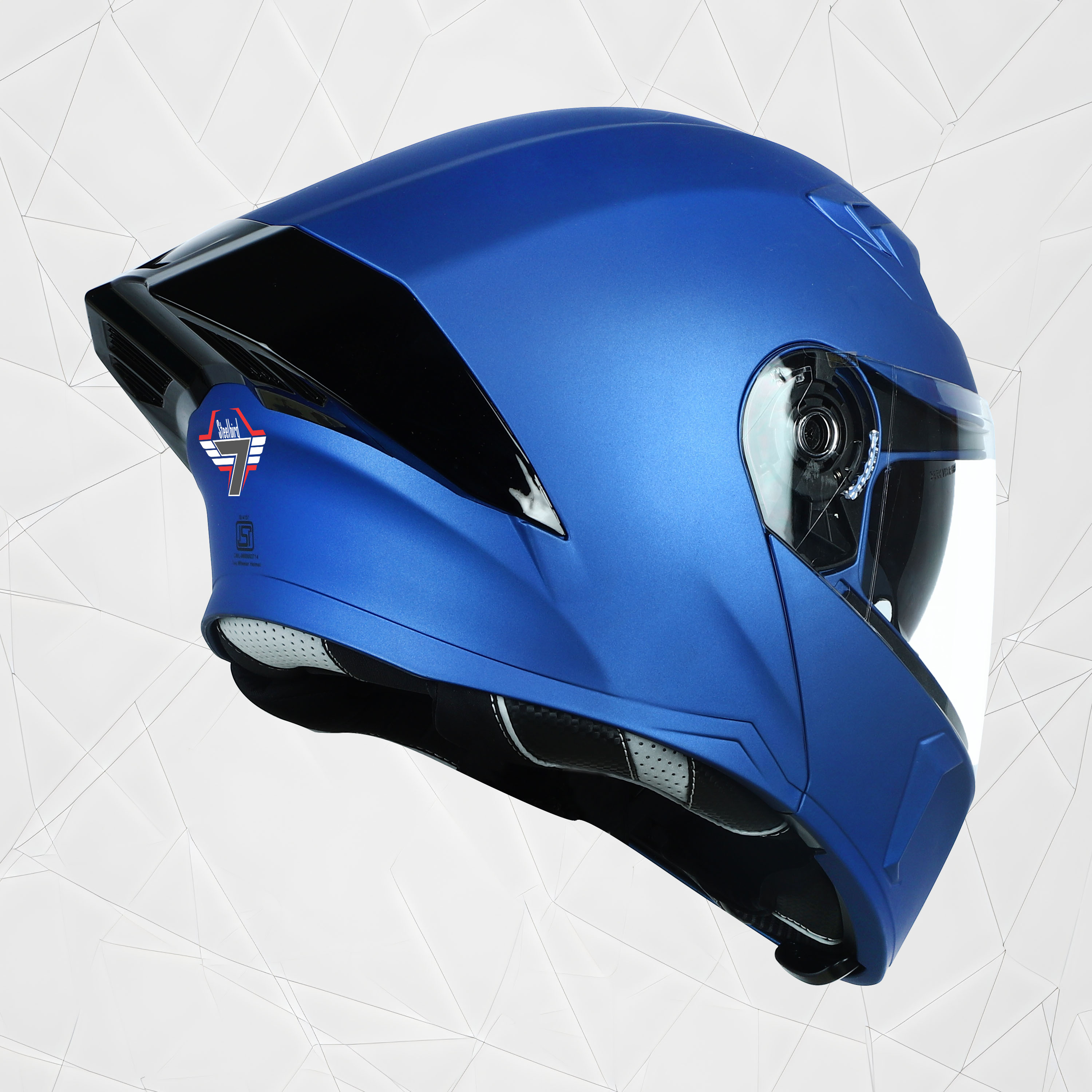 Steelbird SBA-20 7Wings ISI Certified Flip-Up Helmet With Black Spoiler For Men And Women With Inner Smoke Sun Shield (Matt Y. Blue)