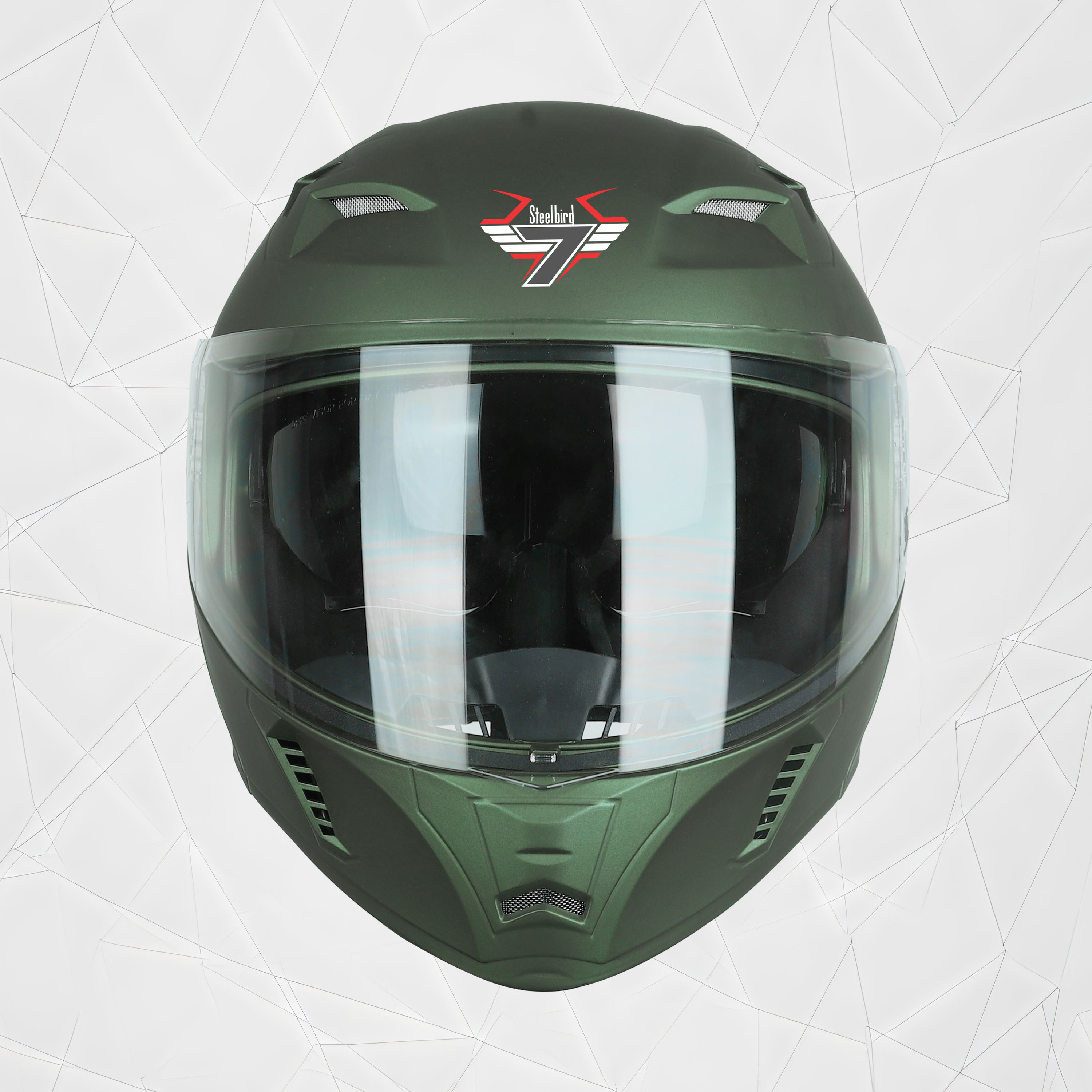 Steelbird SBA-20 7Wings ISI Certified Flip-Up Helmet With Black Spoiler For Men And Women With Inner Smoke Sun Shield (Matt Battle Green)