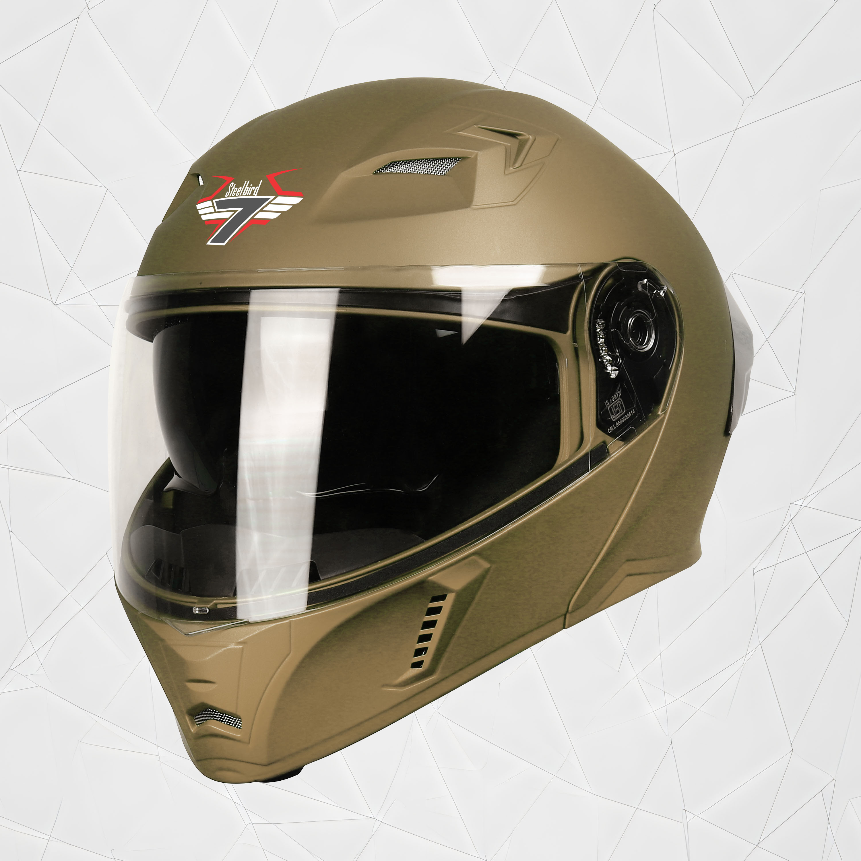 Steelbird SBA-20 7Wings ISI Certified Flip-Up Helmet With Black Spoiler For Men And Women With Inner Smoke Sun Shield (Matt Desert Storm)