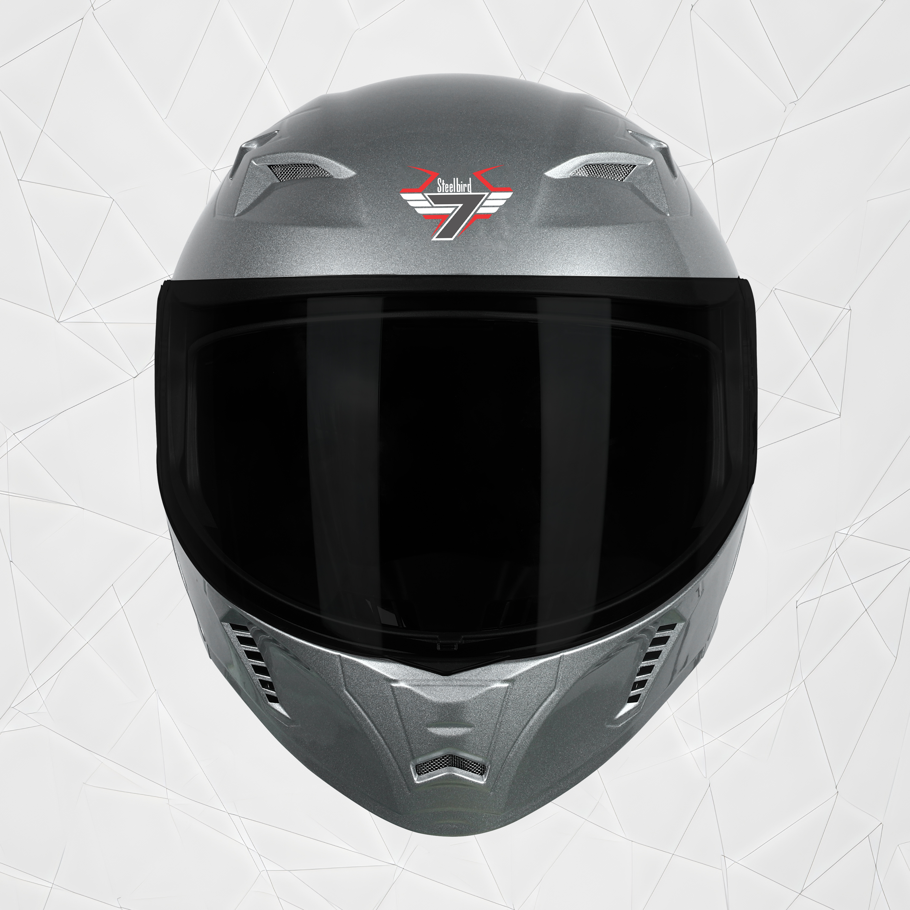 Steelbird SBA-20 7Wings ISI Certified Flip-Up Helmet With Black Spoiler For Men And Women With Inner Smoke Sun Shield (Glossy Silver With Smoke Visor)