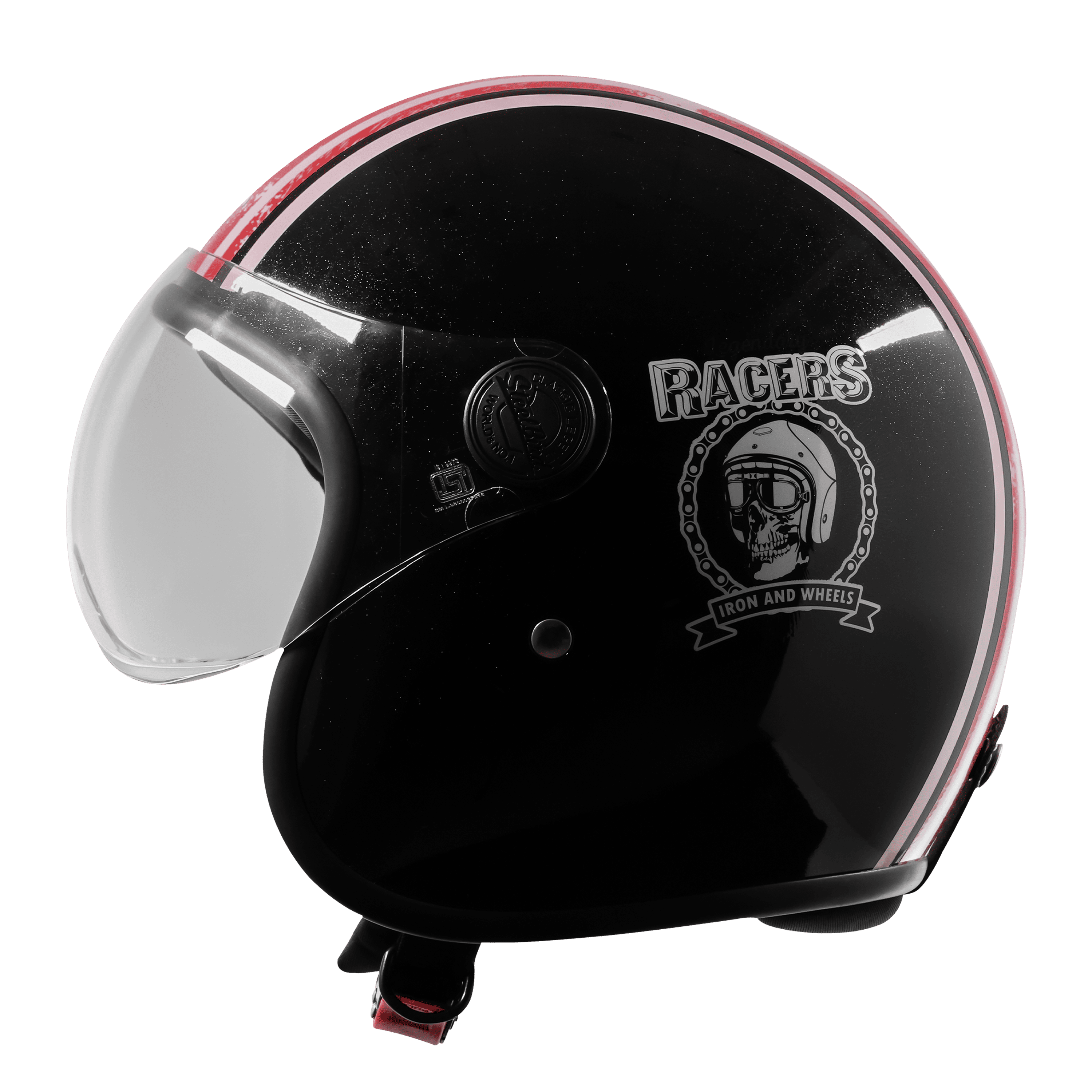 SBH-54 VINTAGE RACERS GLOSSY BLACK WITH LIGHT RED