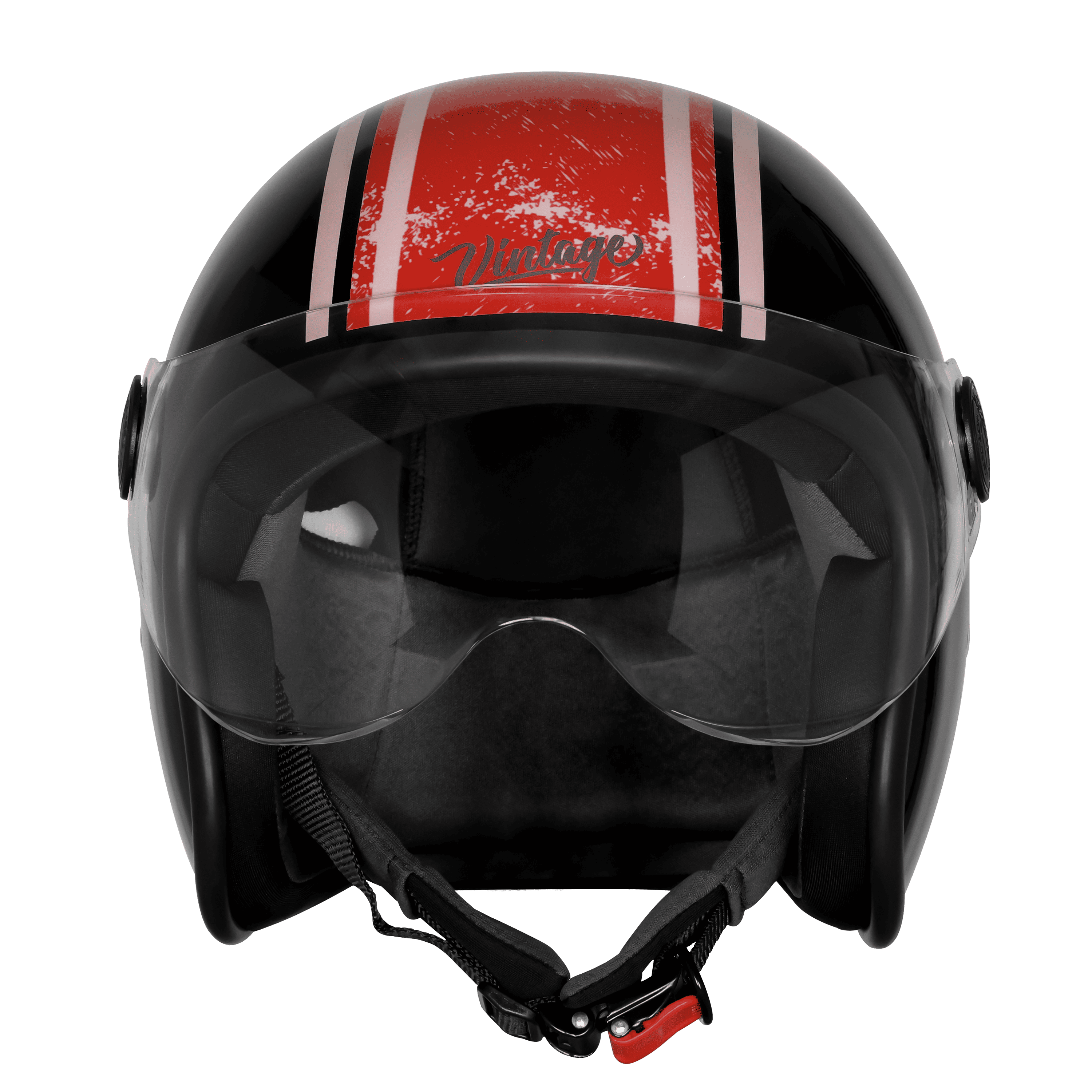 SBH-54 VINTAGE RACERS GLOSSY BLACK WITH LIGHT RED