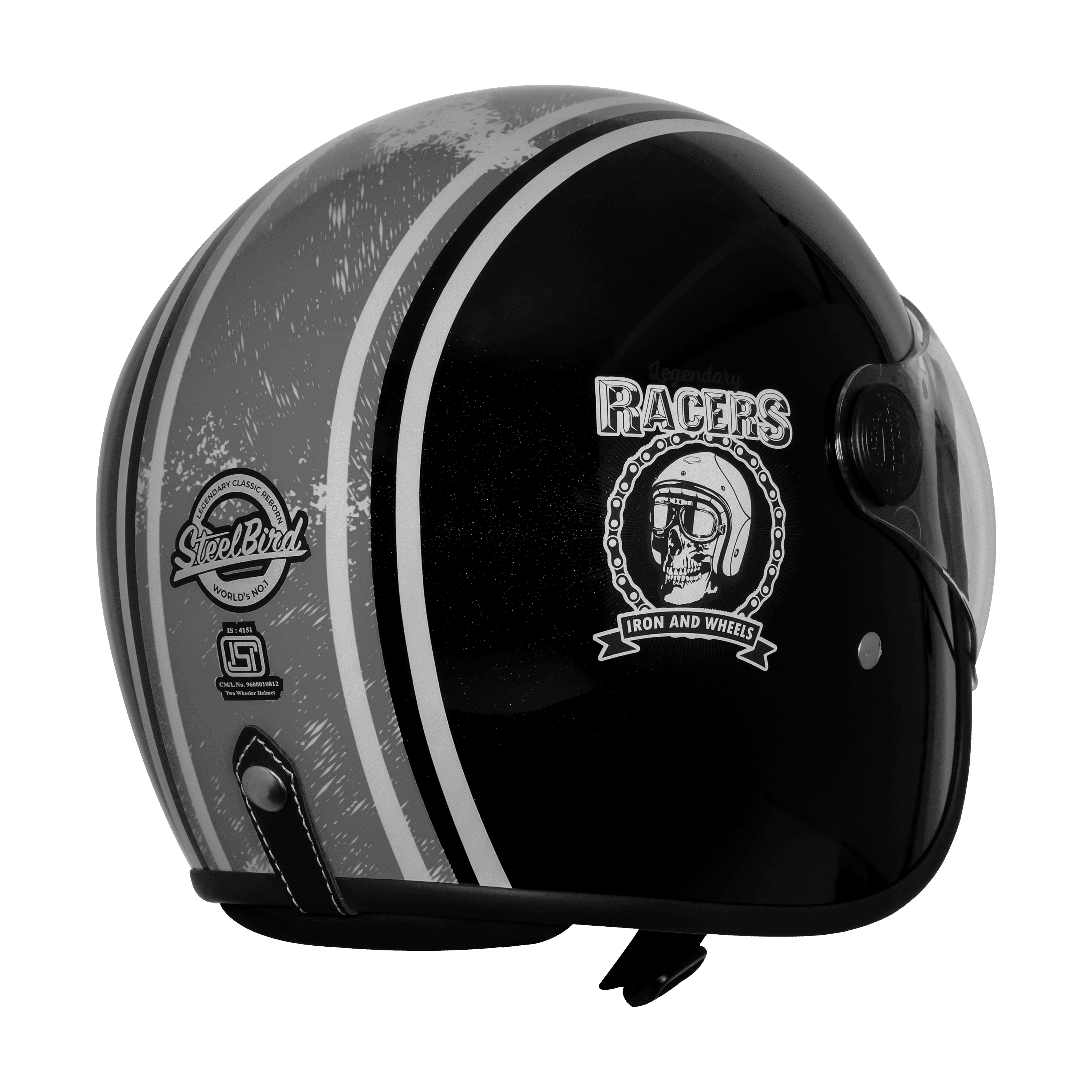 SBH-54 VINTAGE RACERS GLOSSY BLACK WITH GREY