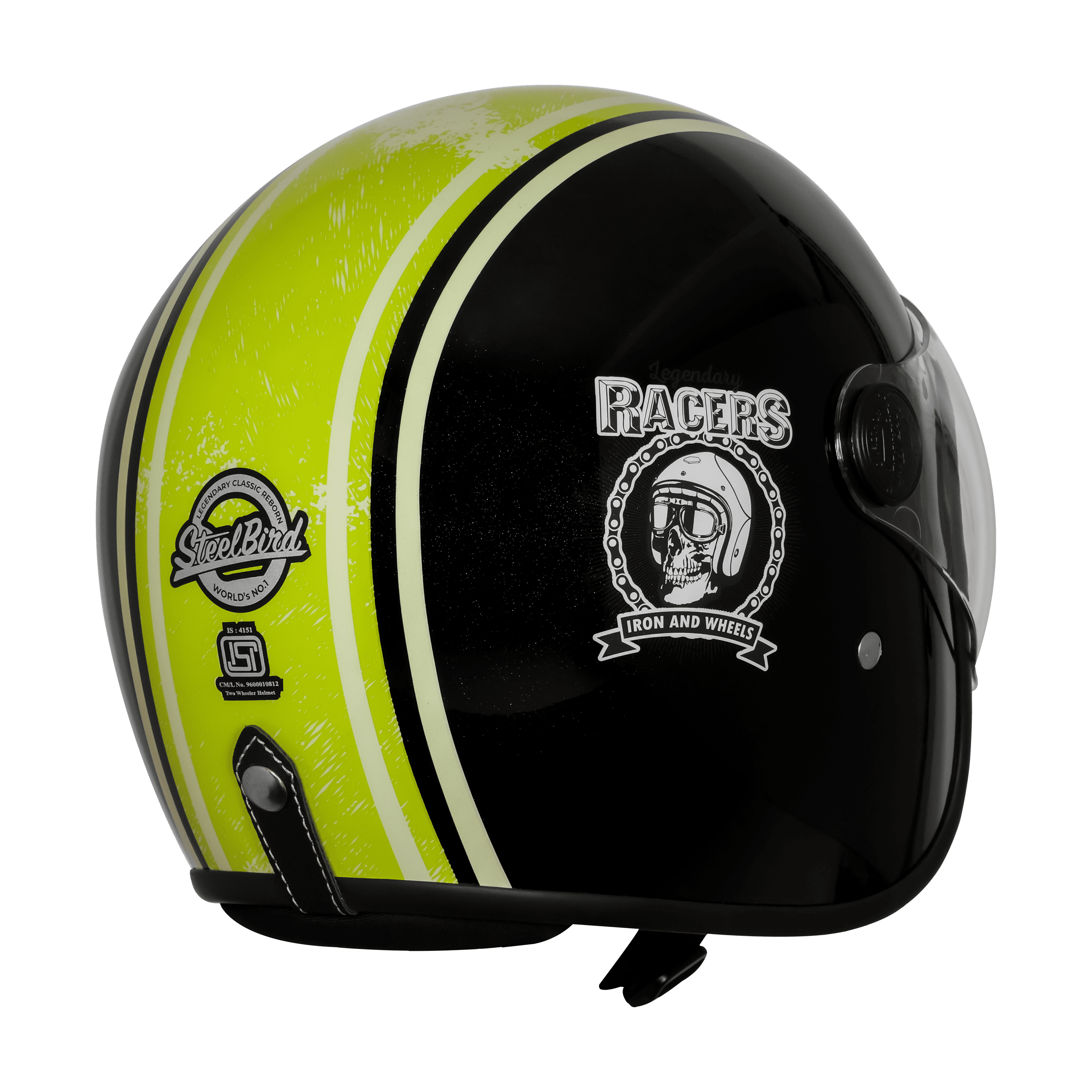 SBH-54 VINTAGE RACERS MAT BLACK WITH LIGHT GREEN