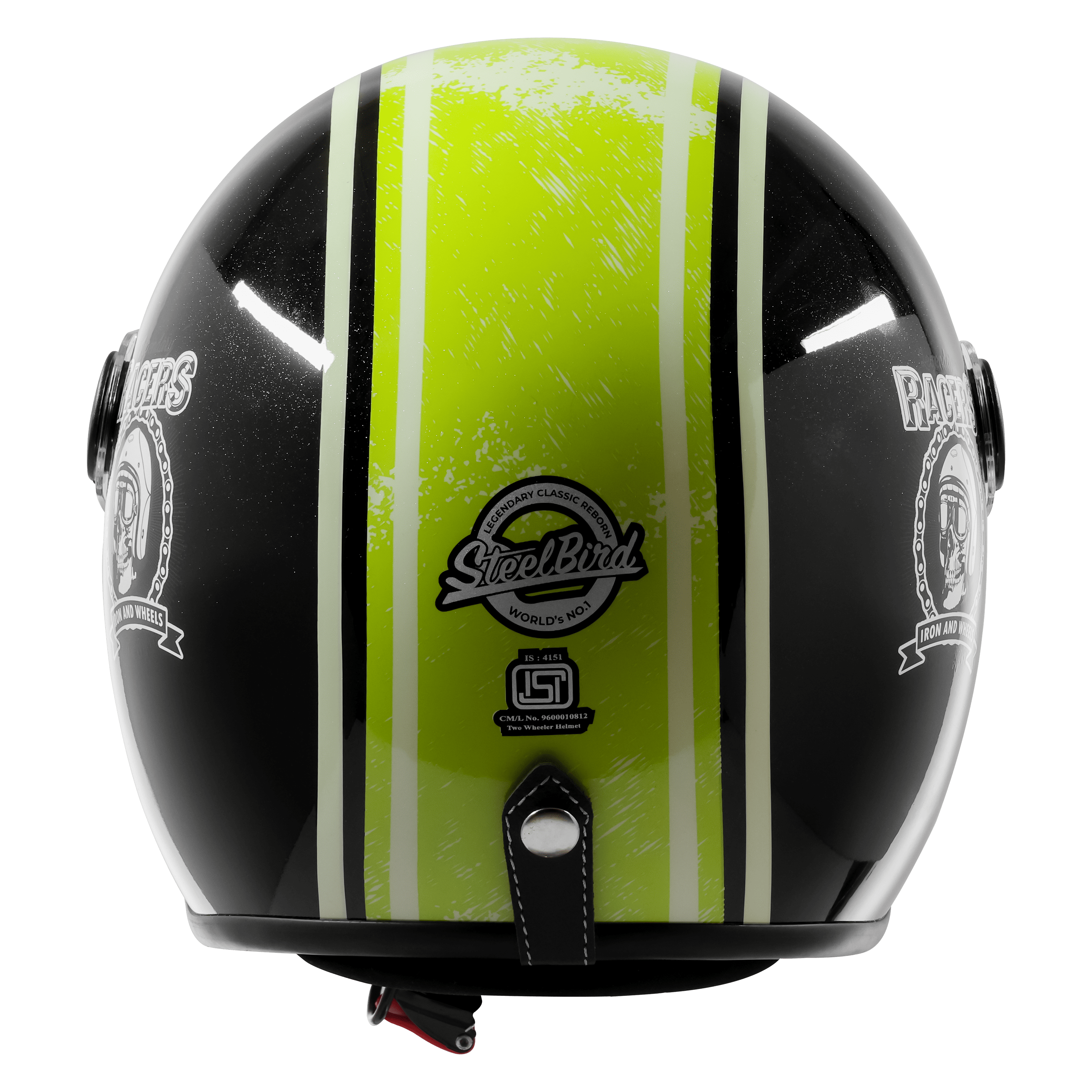 SBH-54 VINTAGE RACERS MAT BLACK WITH LIGHT GREEN