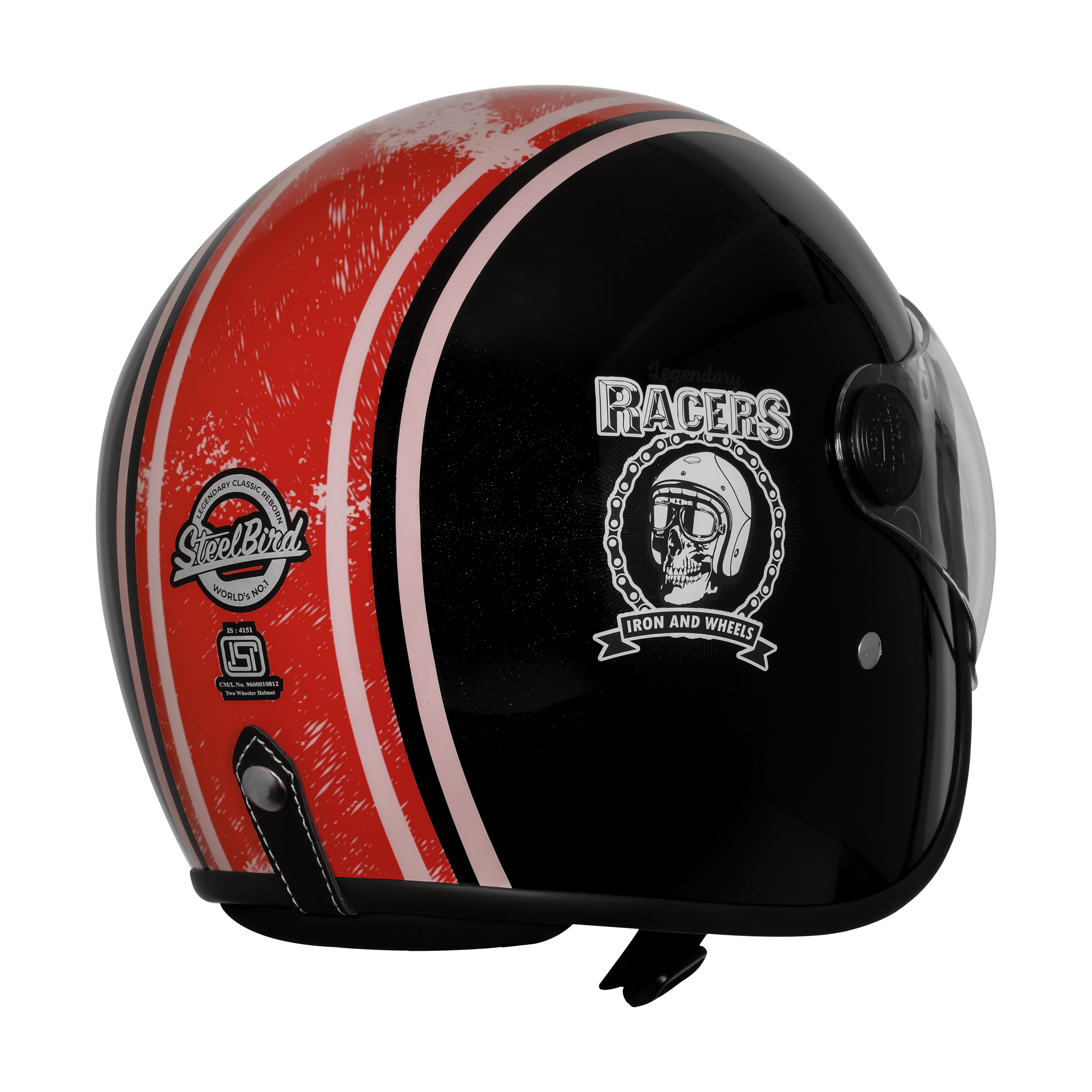 SBH-54 VINTAGE RACERS MAT BLACK WITH LIGHT RED