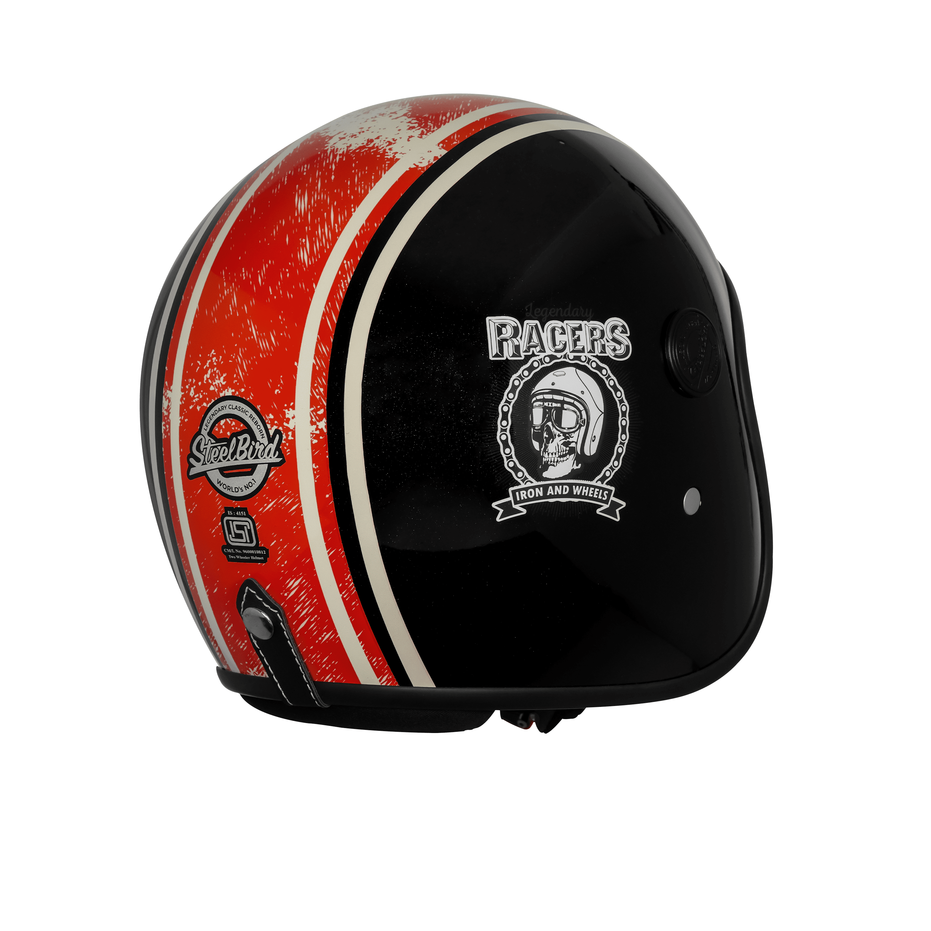 SBH-55 VINTAGE RACERS GLOSSY BLACK WITH LIGHT RED