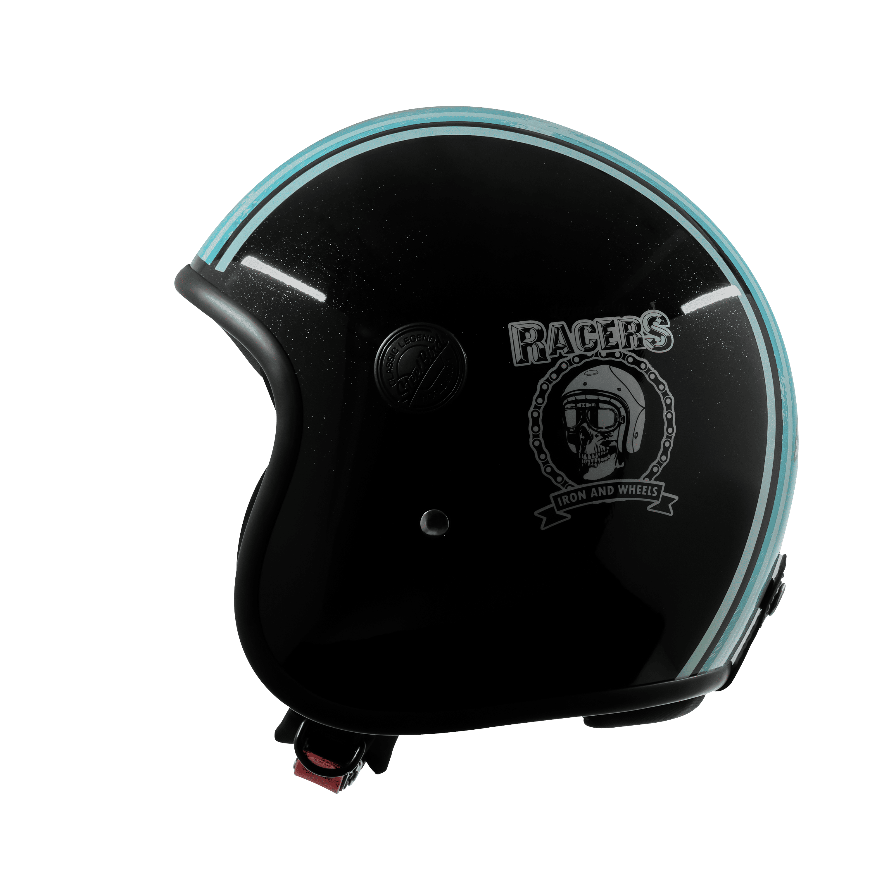 SBH-55 VINTAGE RACERS MAT BLACK WITH LIGHT BLUE