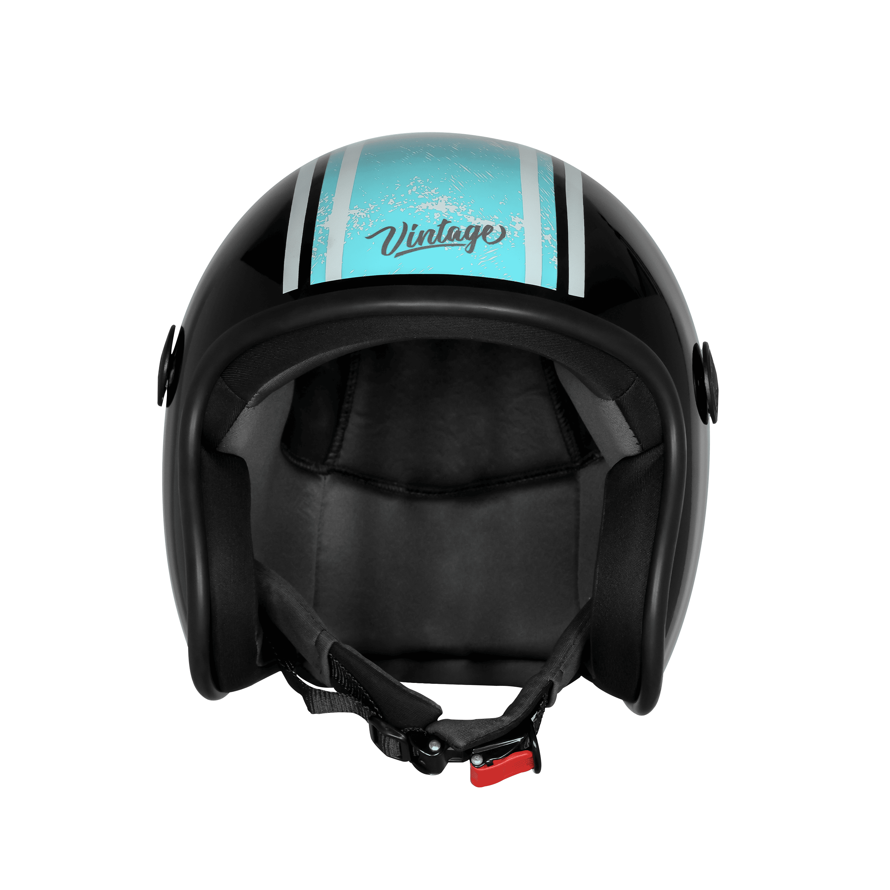 SBH-55 VINTAGE RACERS MAT BLACK WITH LIGHT BLUE