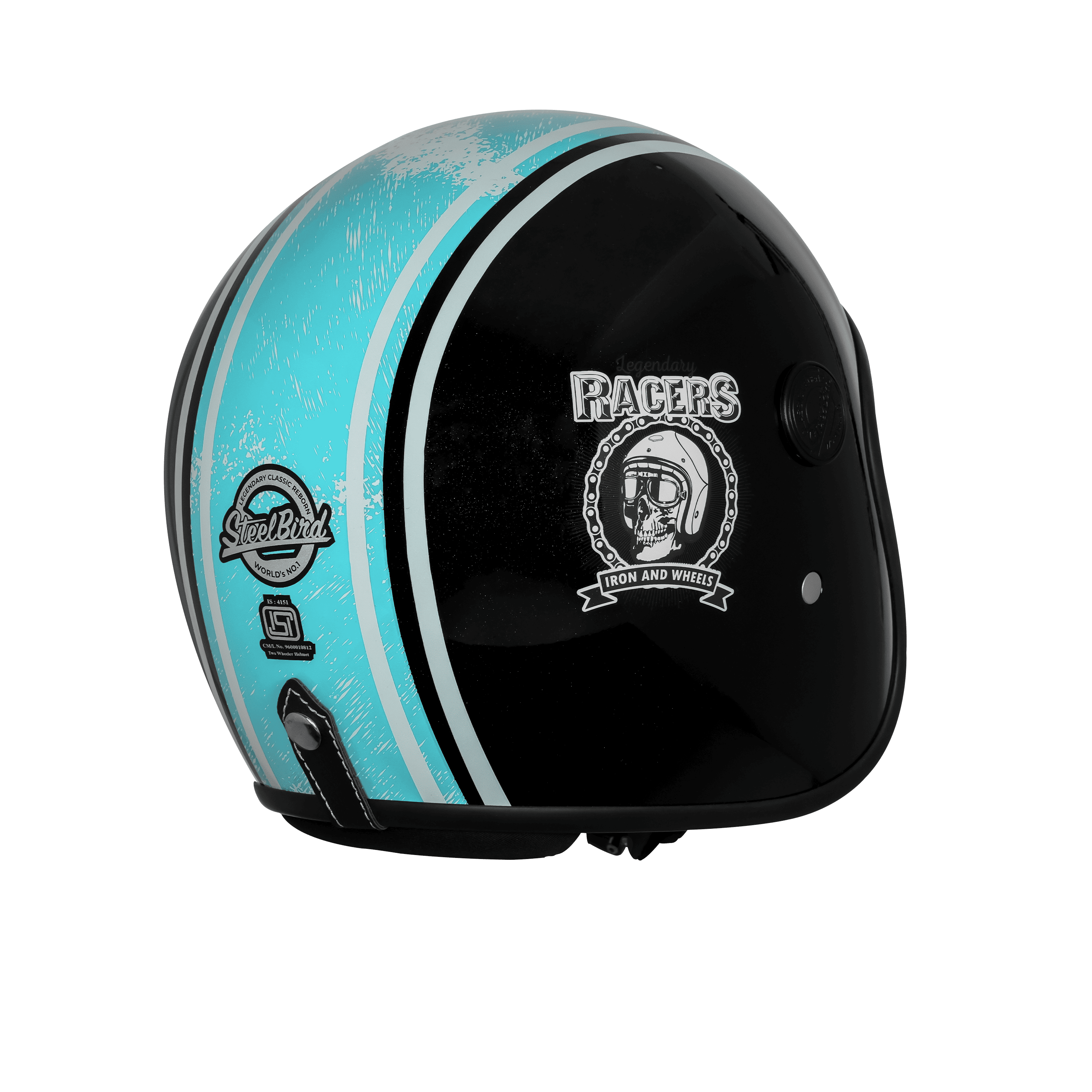 SBH-55 VINTAGE RACERS MAT BLACK WITH LIGHT BLUE