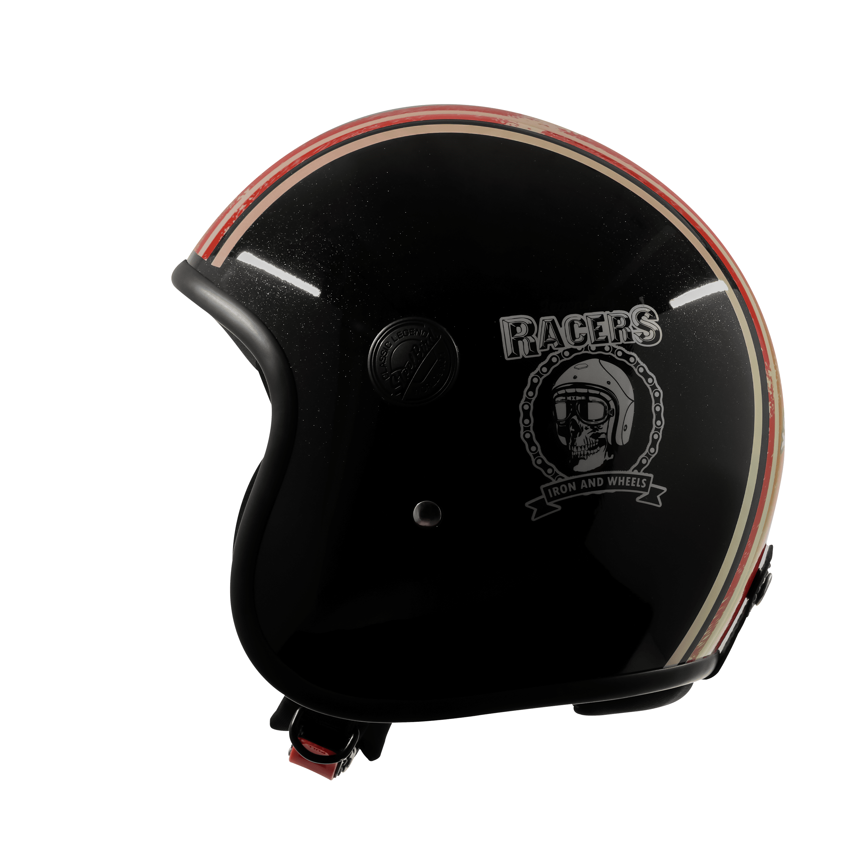 SBH-55 VINTAGE RACERS MAT BLACK WITH LIGHT RED
