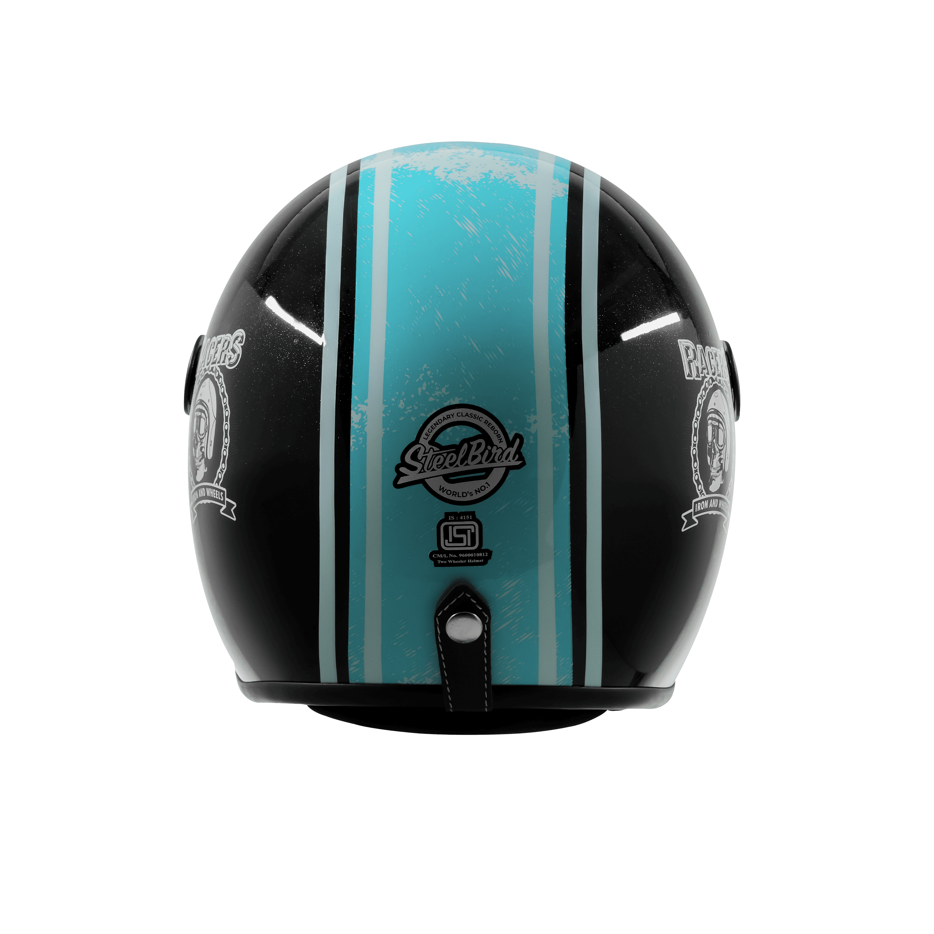 SBH-56 VINTAGE RACERS GLOSSY BLACK WITH LIGHT BLUE