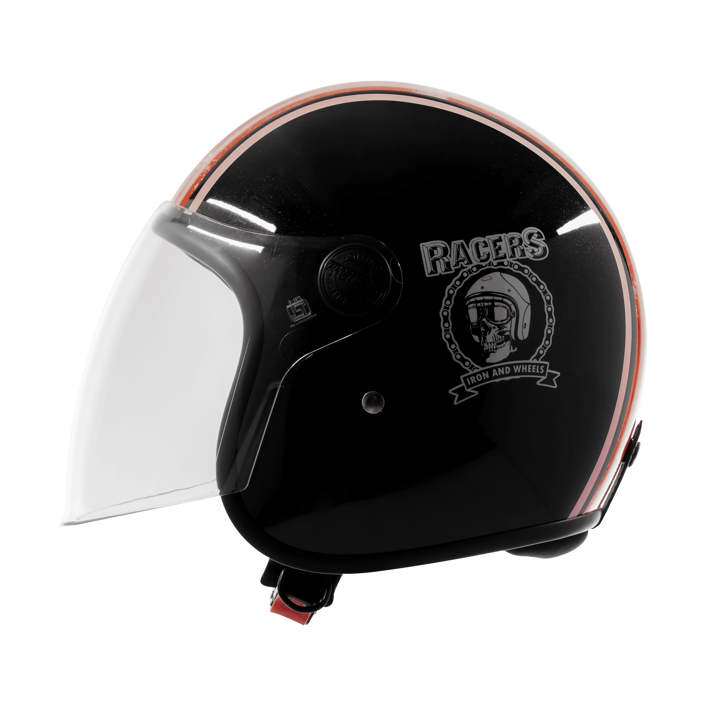 SBH-56 VINTAGE RACERS GLOSSY BLACK WITH LIGHT RED