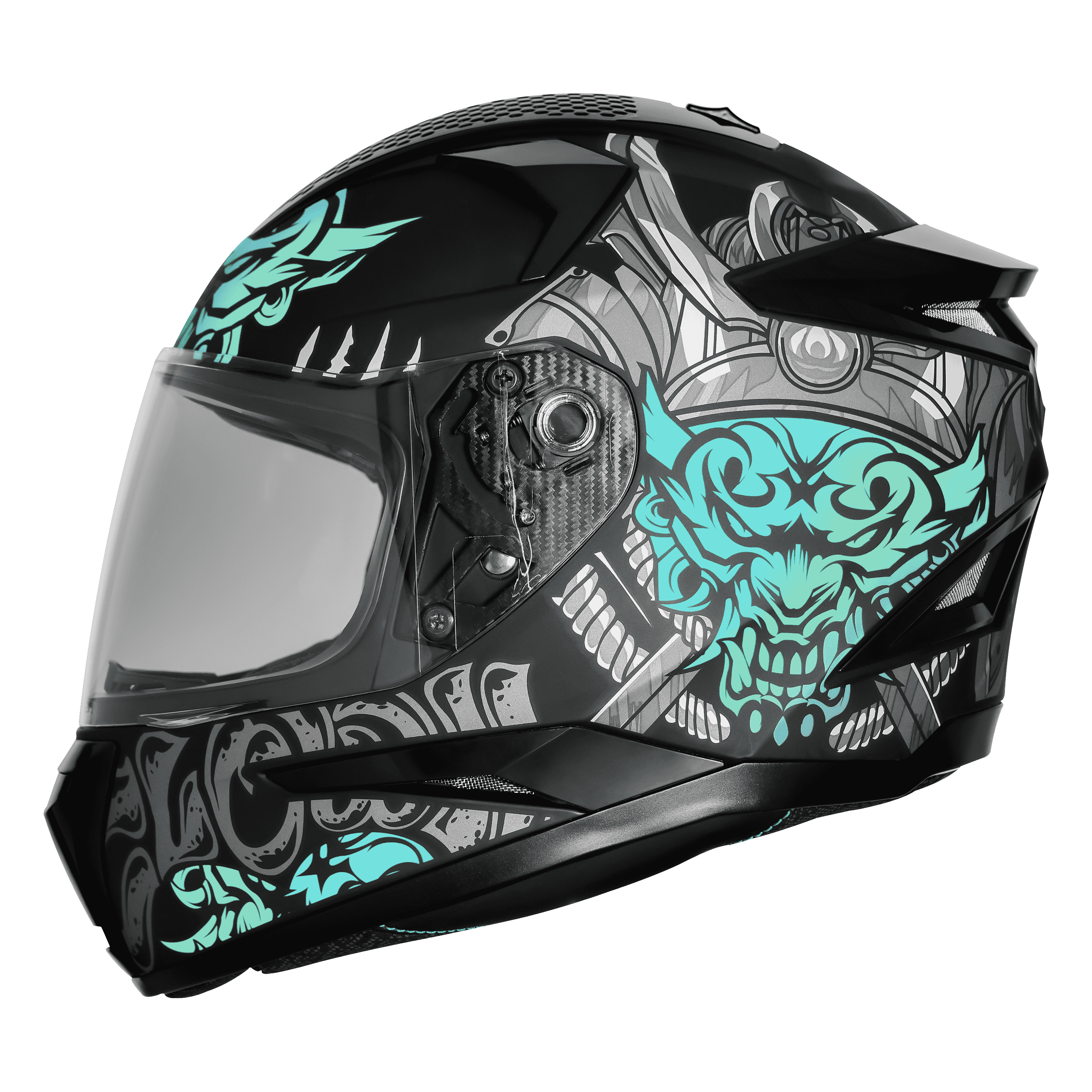 SBH-35 DOT ROBOT 2.0 CLOWN GLOSSY BLACK WITH SEA GREEN
