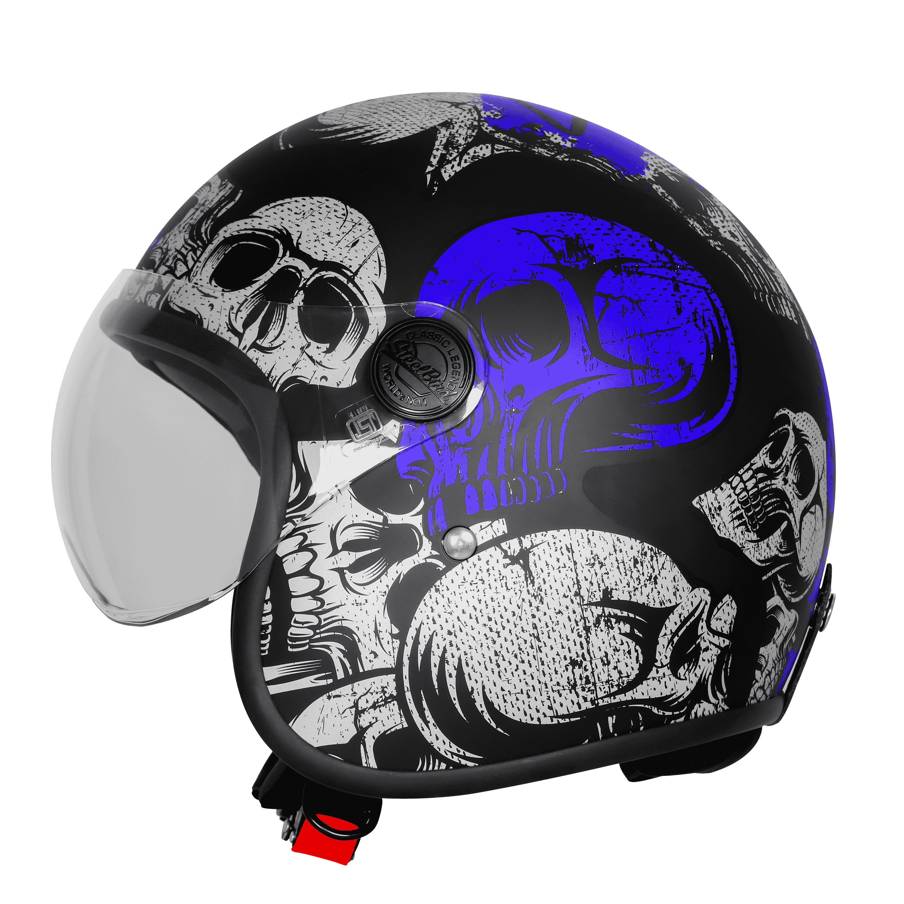SBH-54 VINTAGE SKULL GLOSSY BLACK WITH BLUE