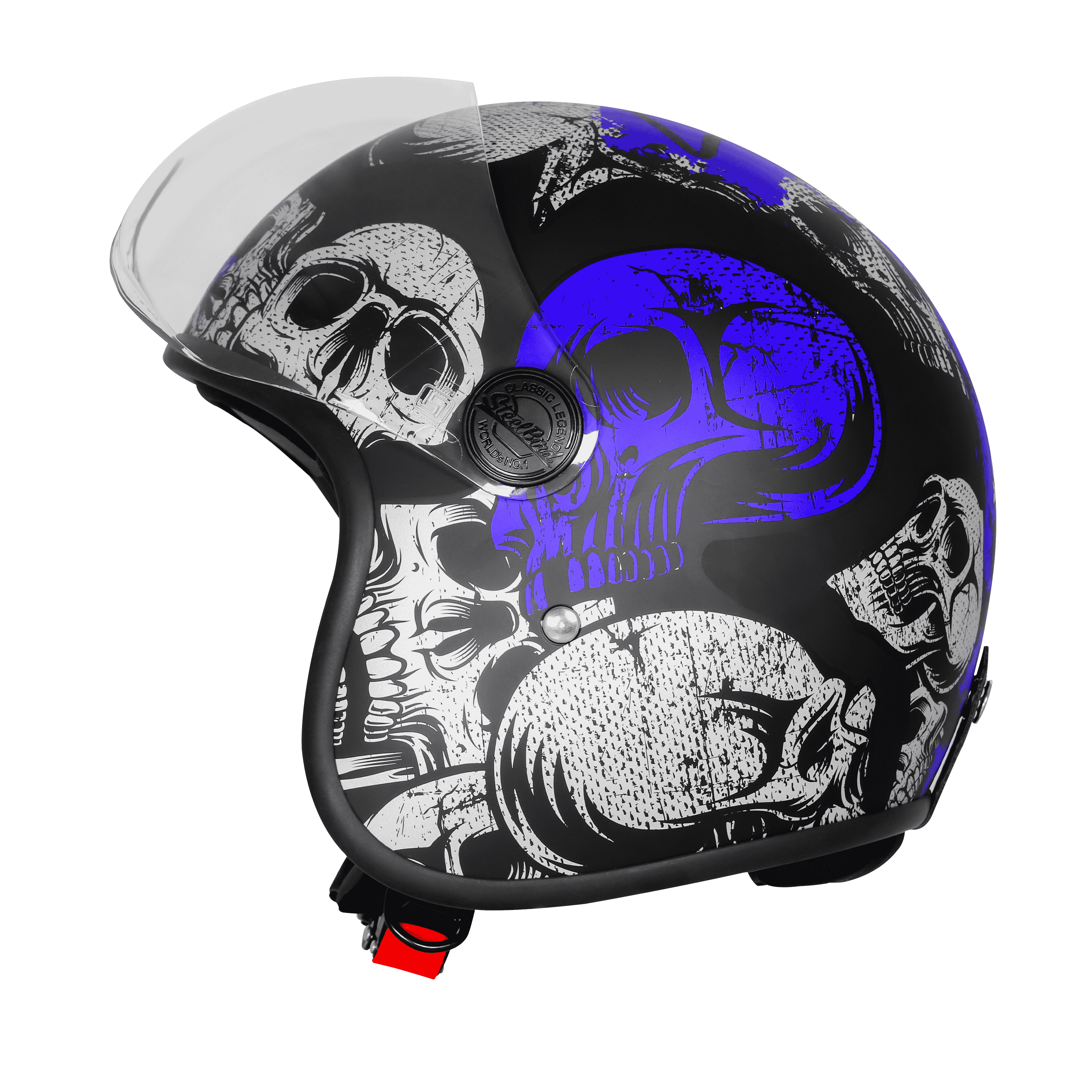 SBH-54 VINTAGE SKULL GLOSSY BLACK WITH BLUE