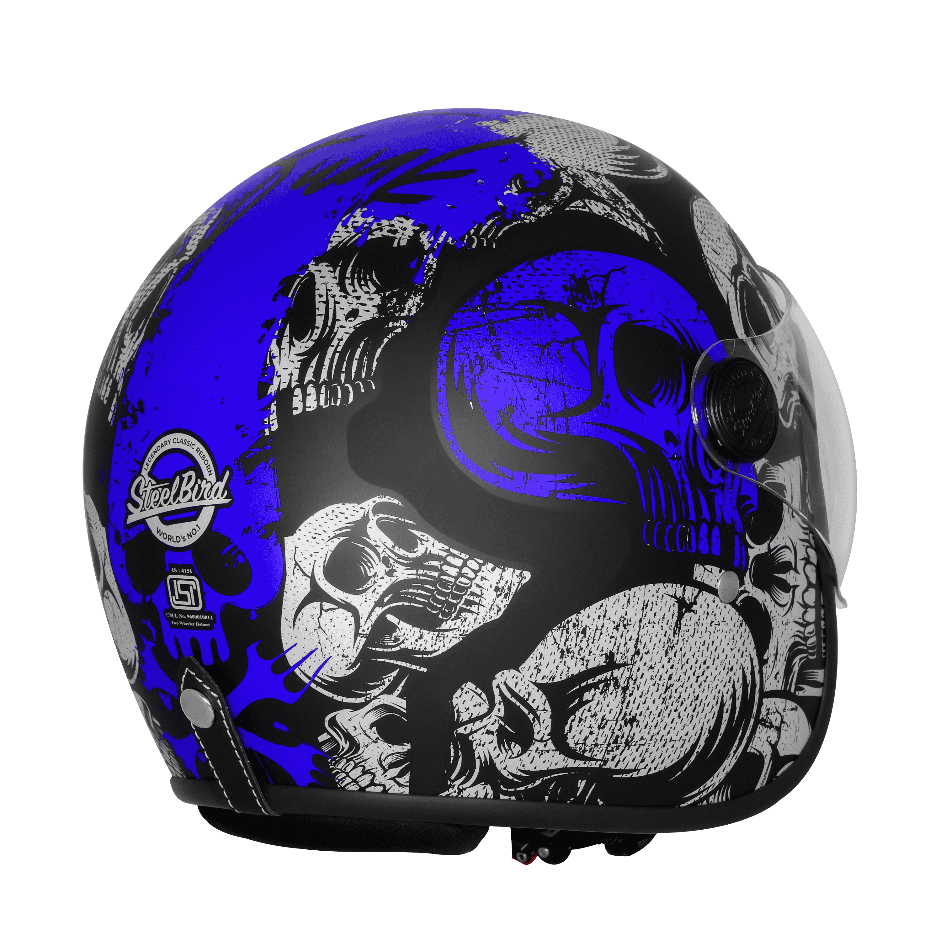 SBH-54 VINTAGE SKULL GLOSSY BLACK WITH BLUE