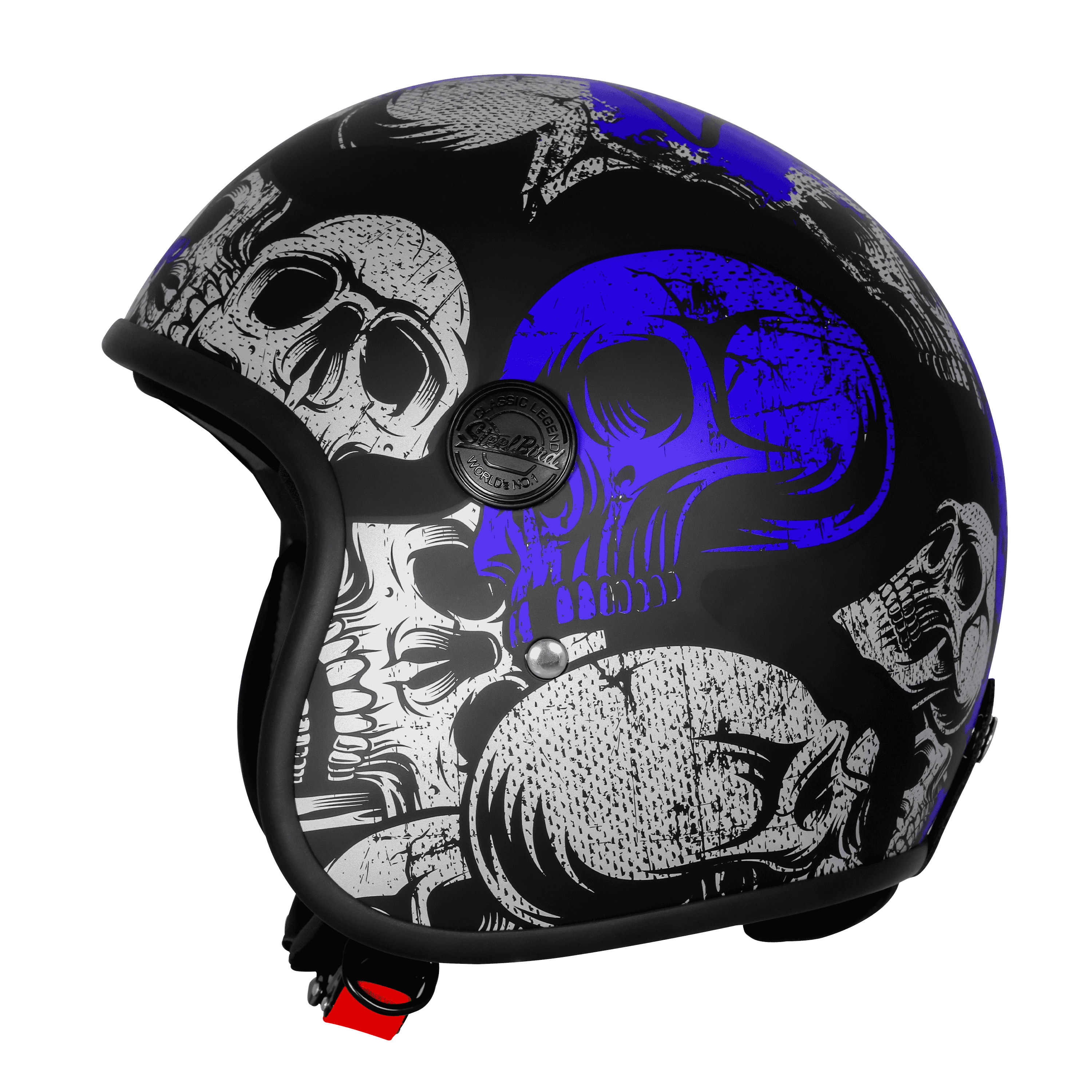 SBH-55 VINTAGE SKULL GLOSSY BLACK WITH BLUE