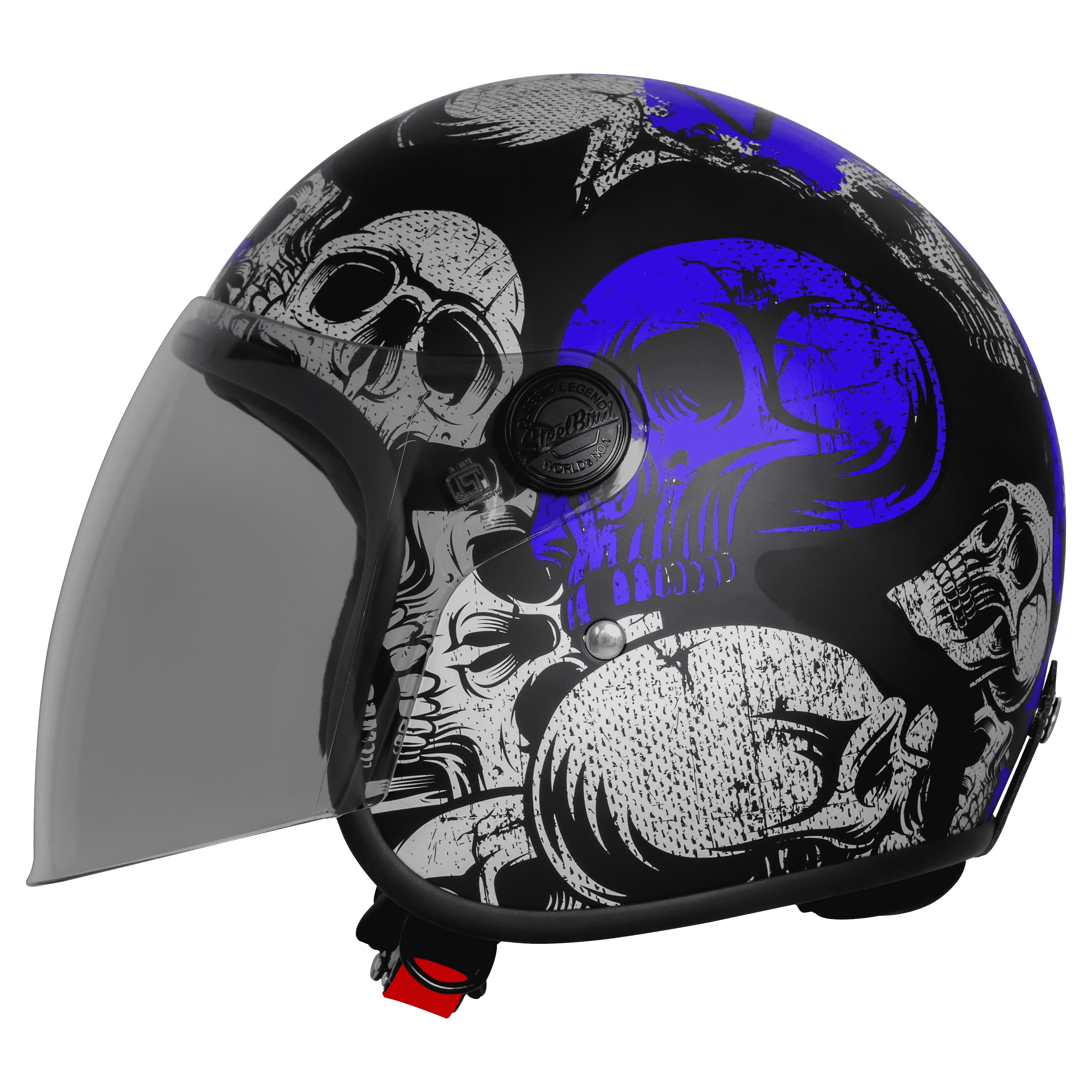 SBH-56 VINTAGE SKULL GLOSSY BLACK WITH BLUE 