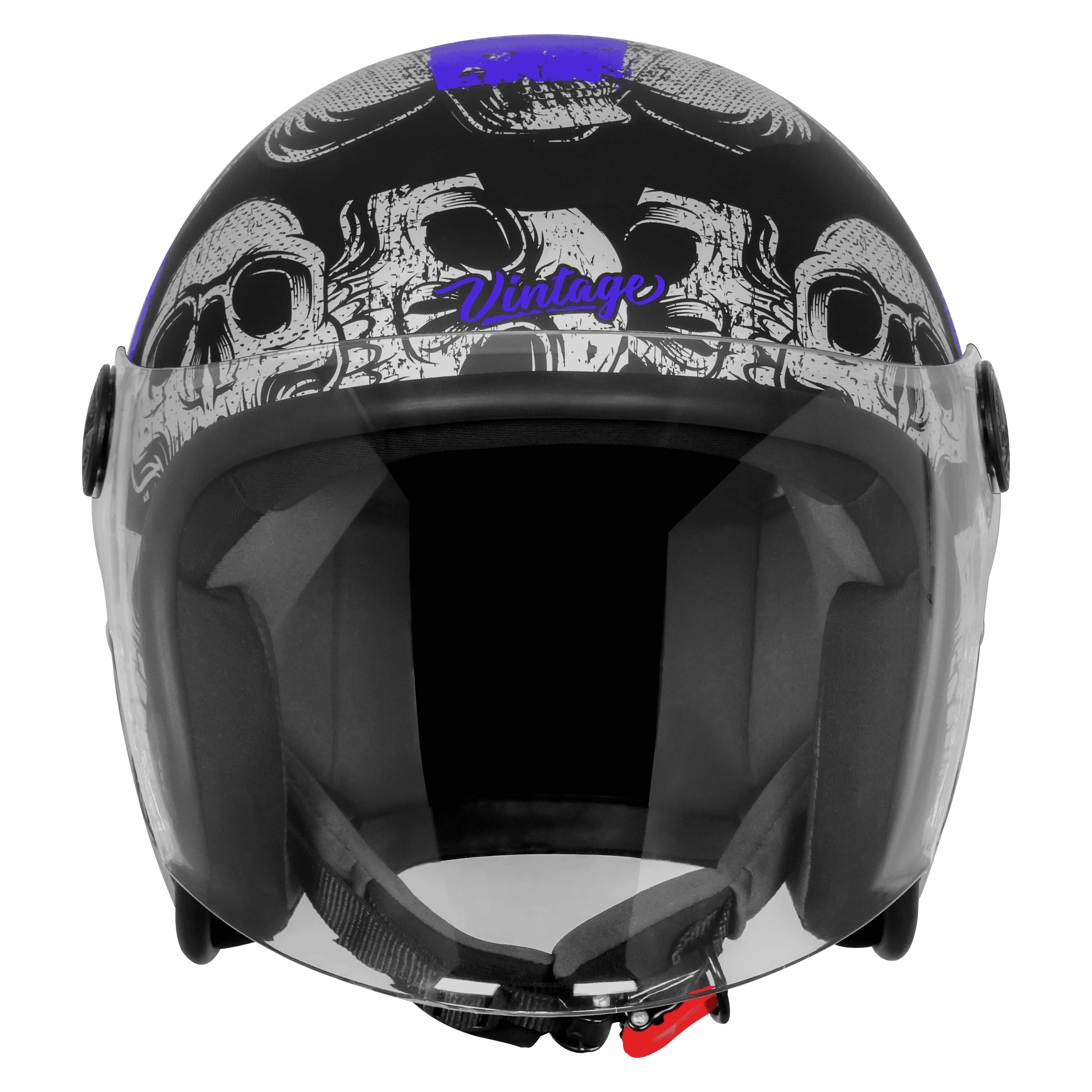 SBH-56 VINTAGE SKULL GLOSSY BLACK WITH BLUE 
