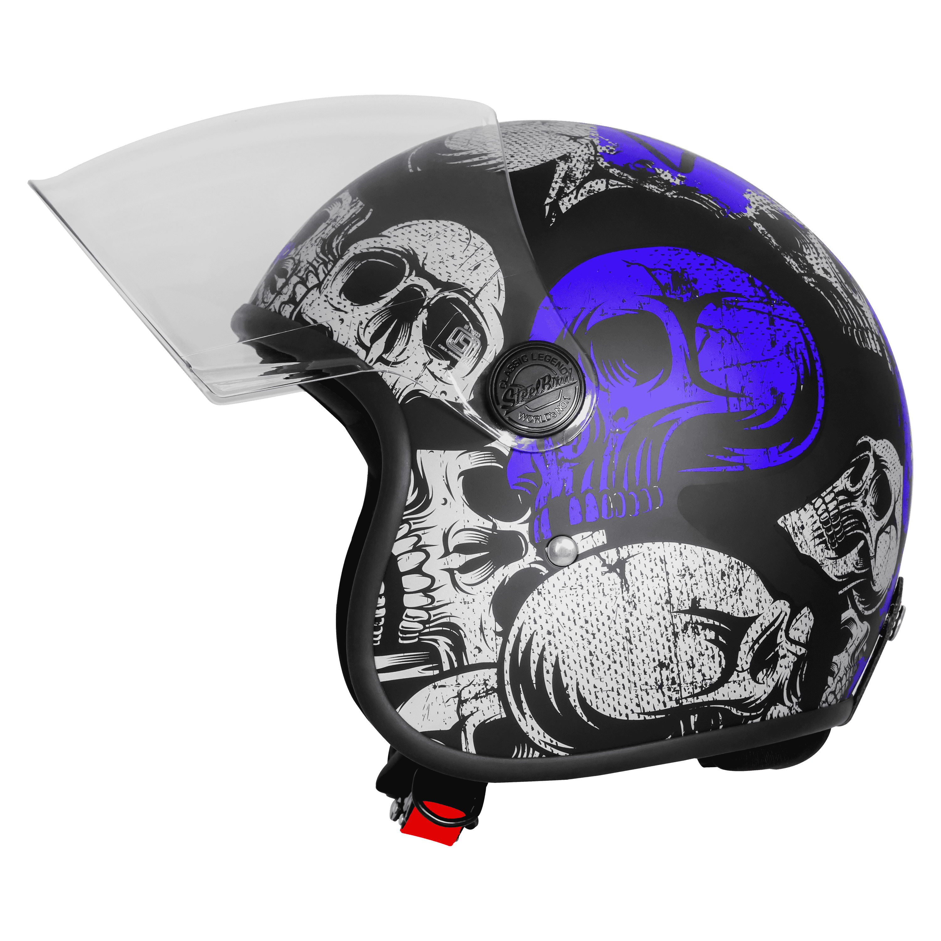 SBH-56 VINTAGE SKULL GLOSSY BLACK WITH BLUE 