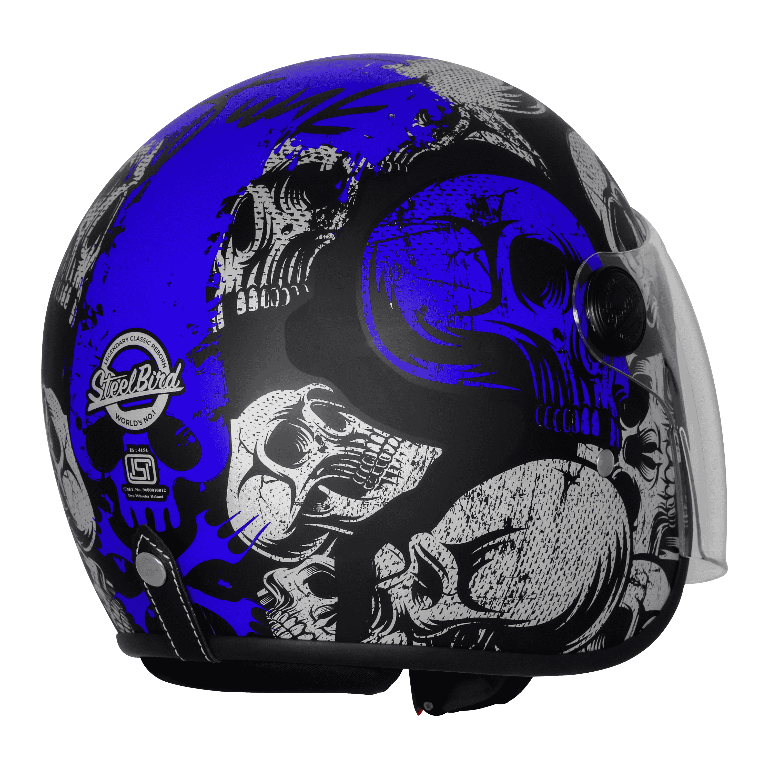 SBH-56 VINTAGE SKULL GLOSSY BLACK WITH BLUE 