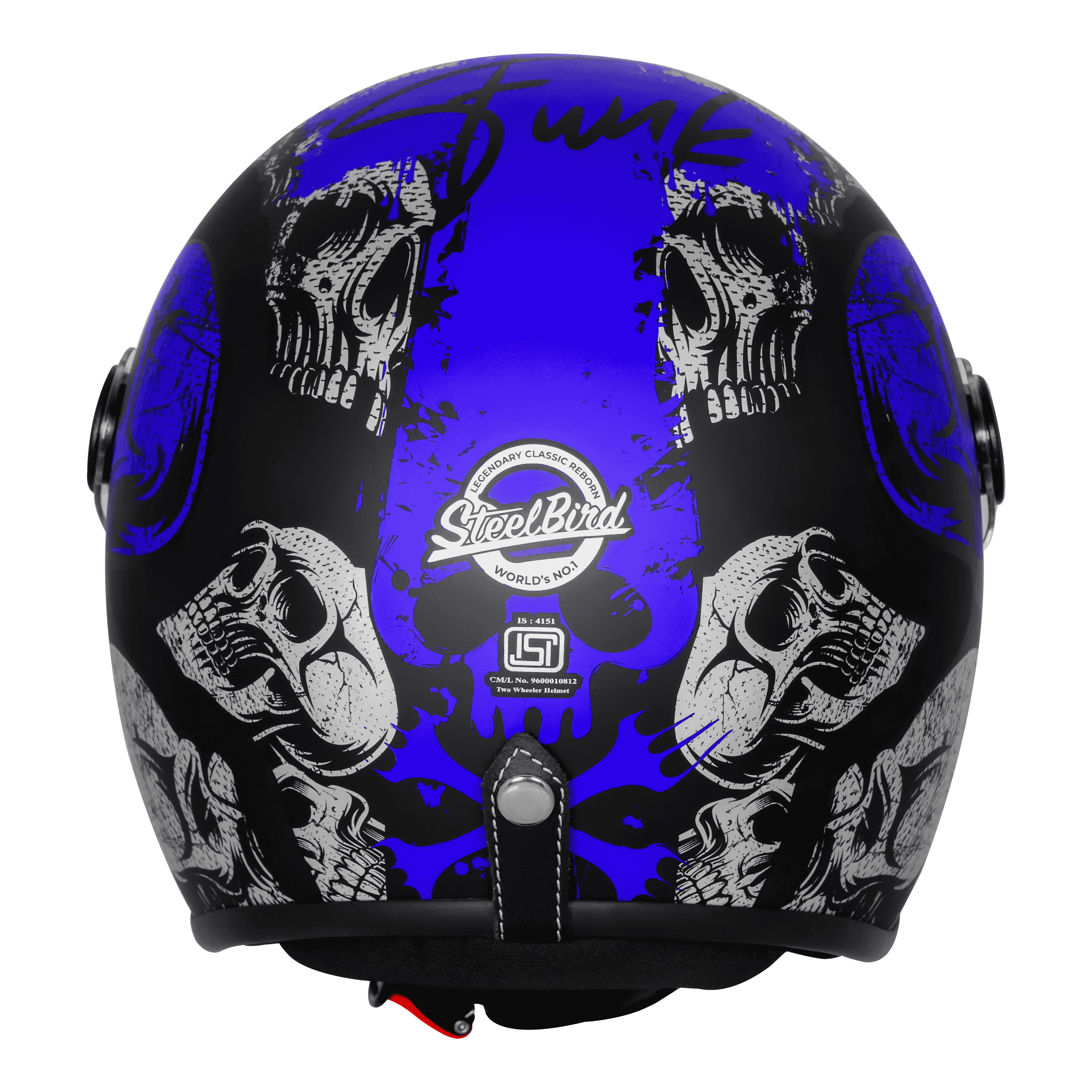 SBH-56 VINTAGE SKULL GLOSSY BLACK WITH BLUE 