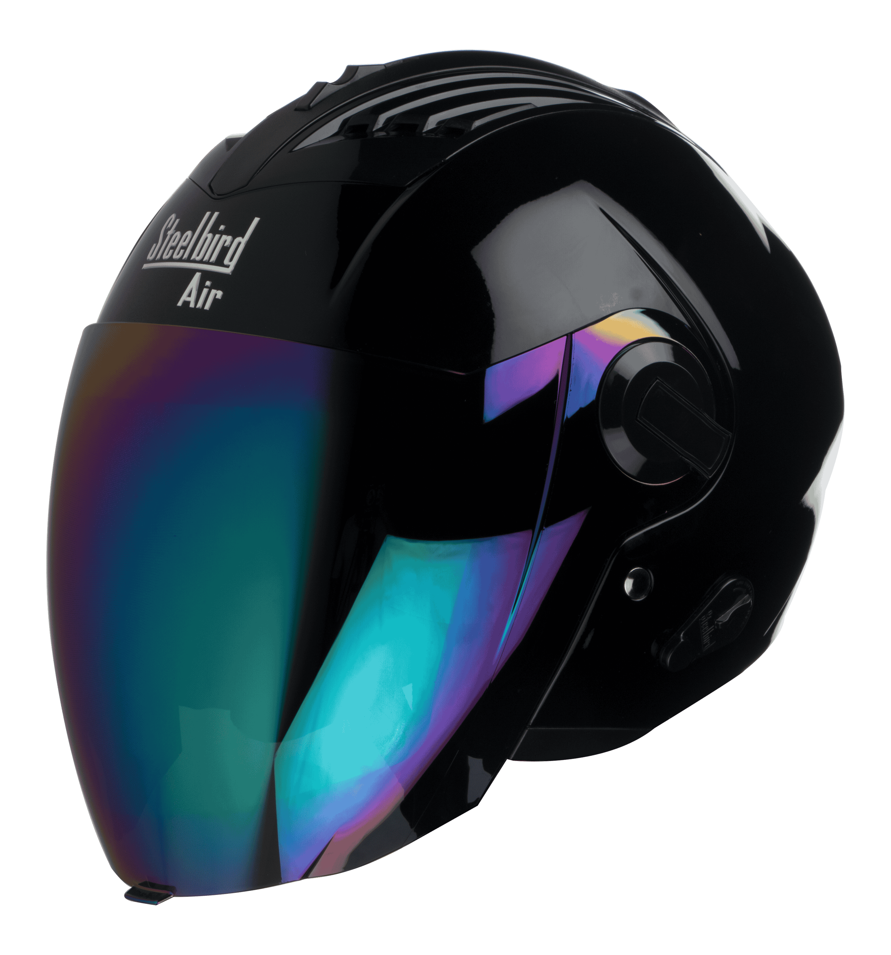 SBA-3 GLOSSY BLACK ( Fitted With Clear Visor  Extra Raibow Chrome Visor Free)