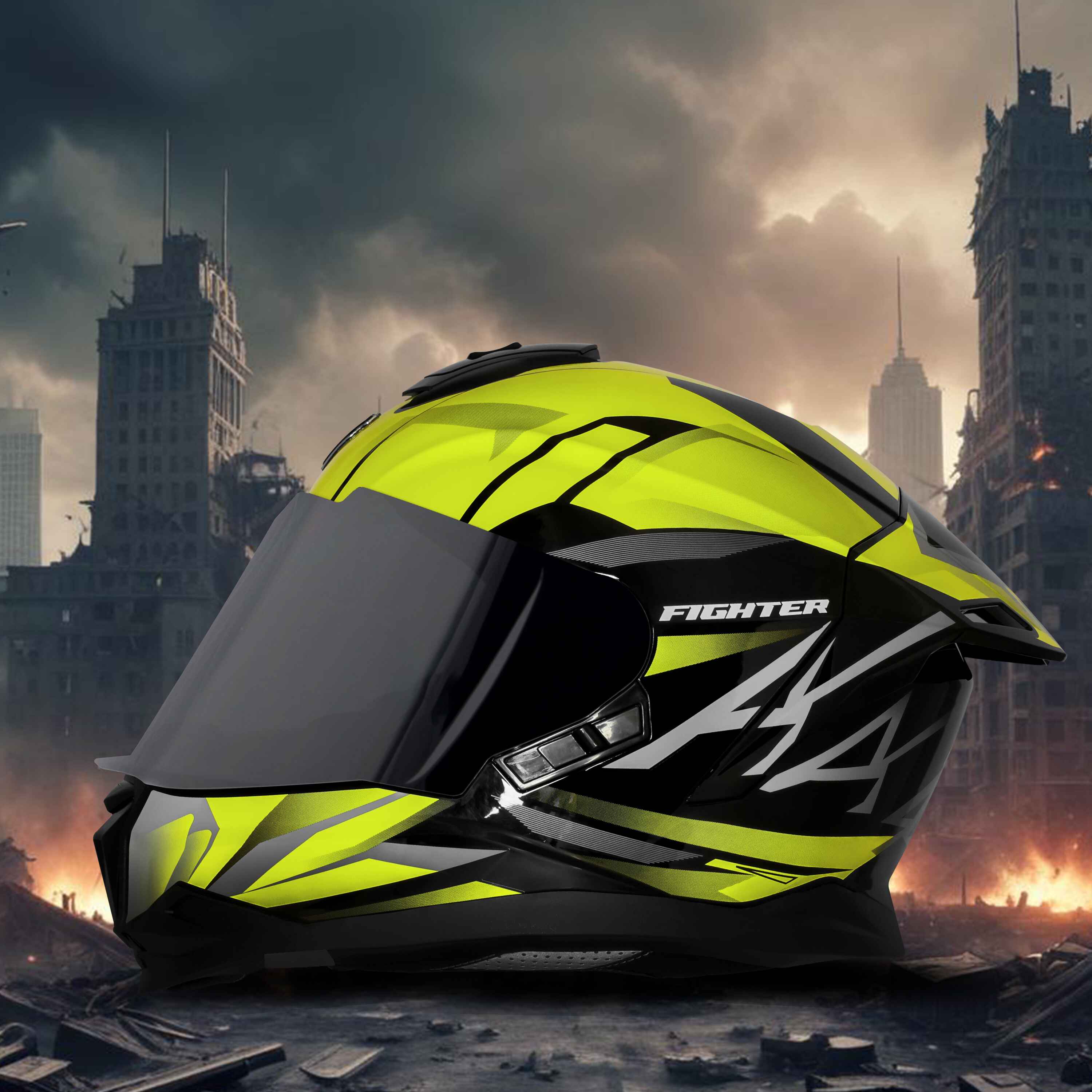 SBH-57 ISS SILVER FIGHTER F4 GLOSSY BLACK WITH FLUO YELLOW