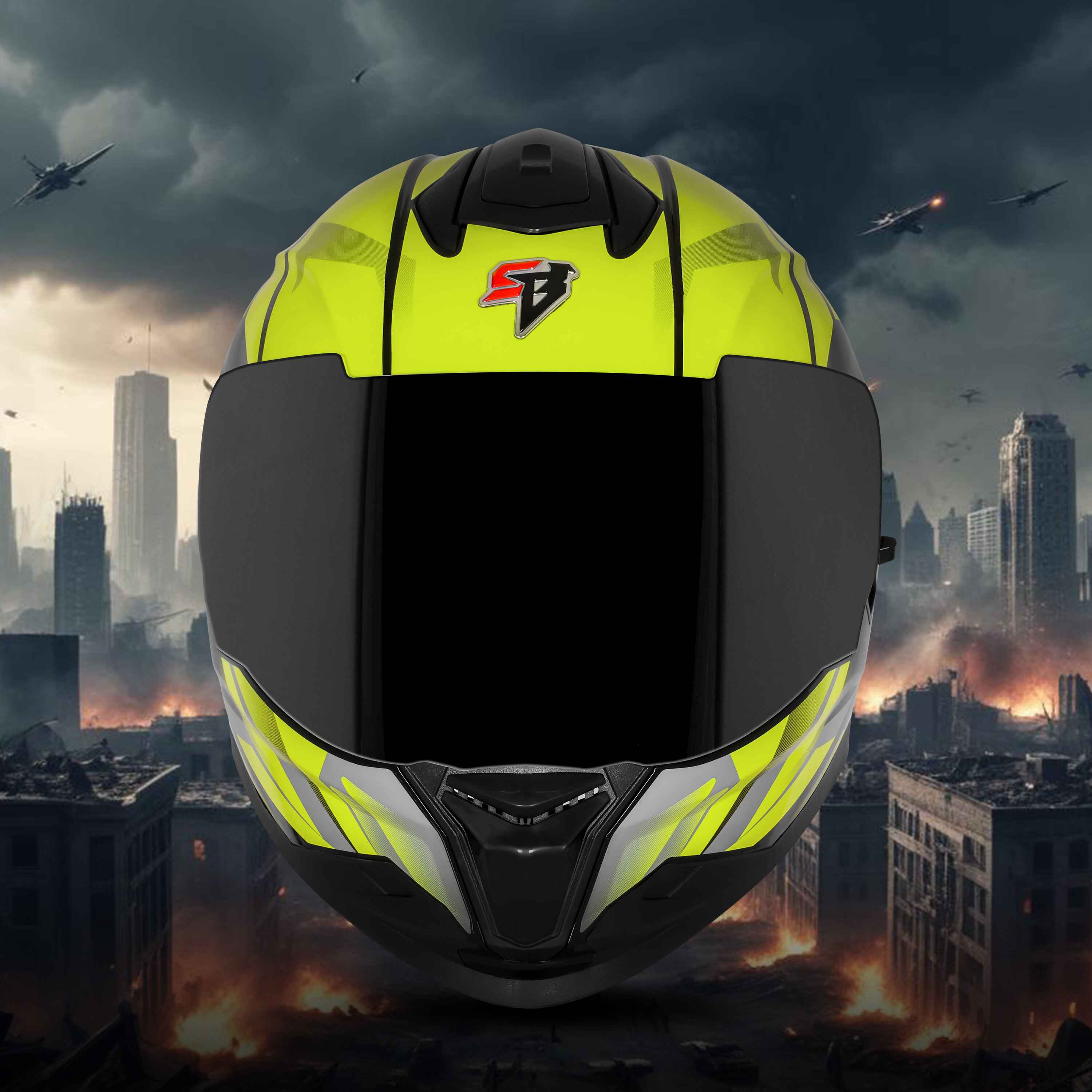 SBH-57 ISS SILVER FIGHTER F4 GLOSSY BLACK WITH FLUO YELLOW