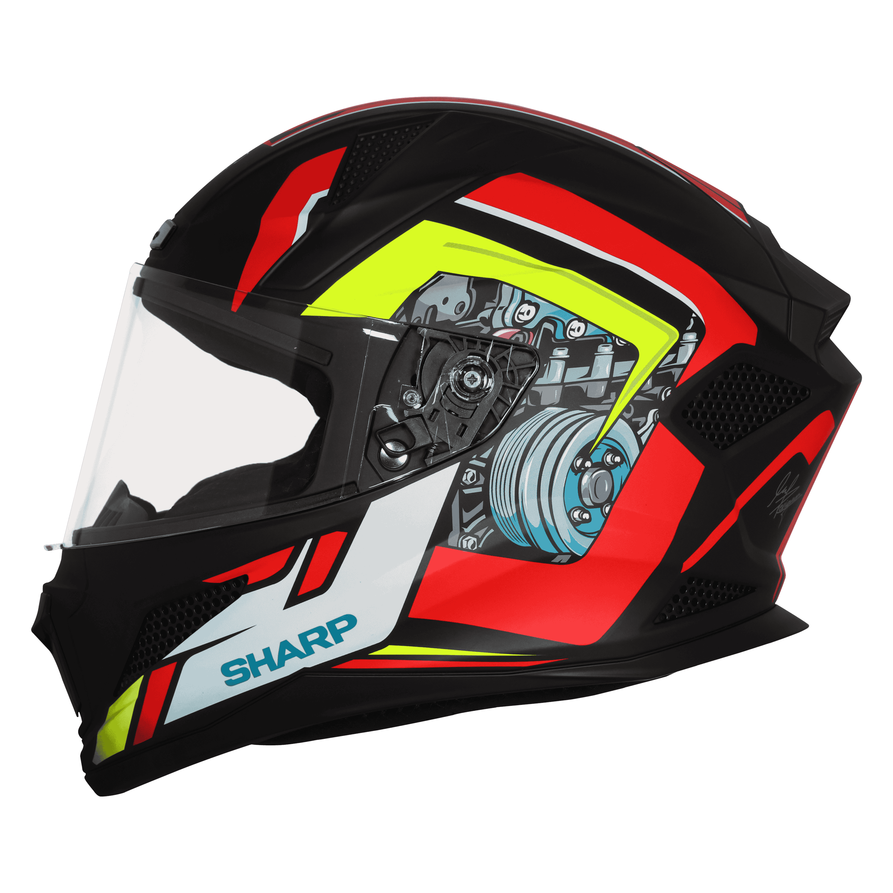 SBH-25 SV SHARP SPIKY GLOSSY BLACK WITH RED
