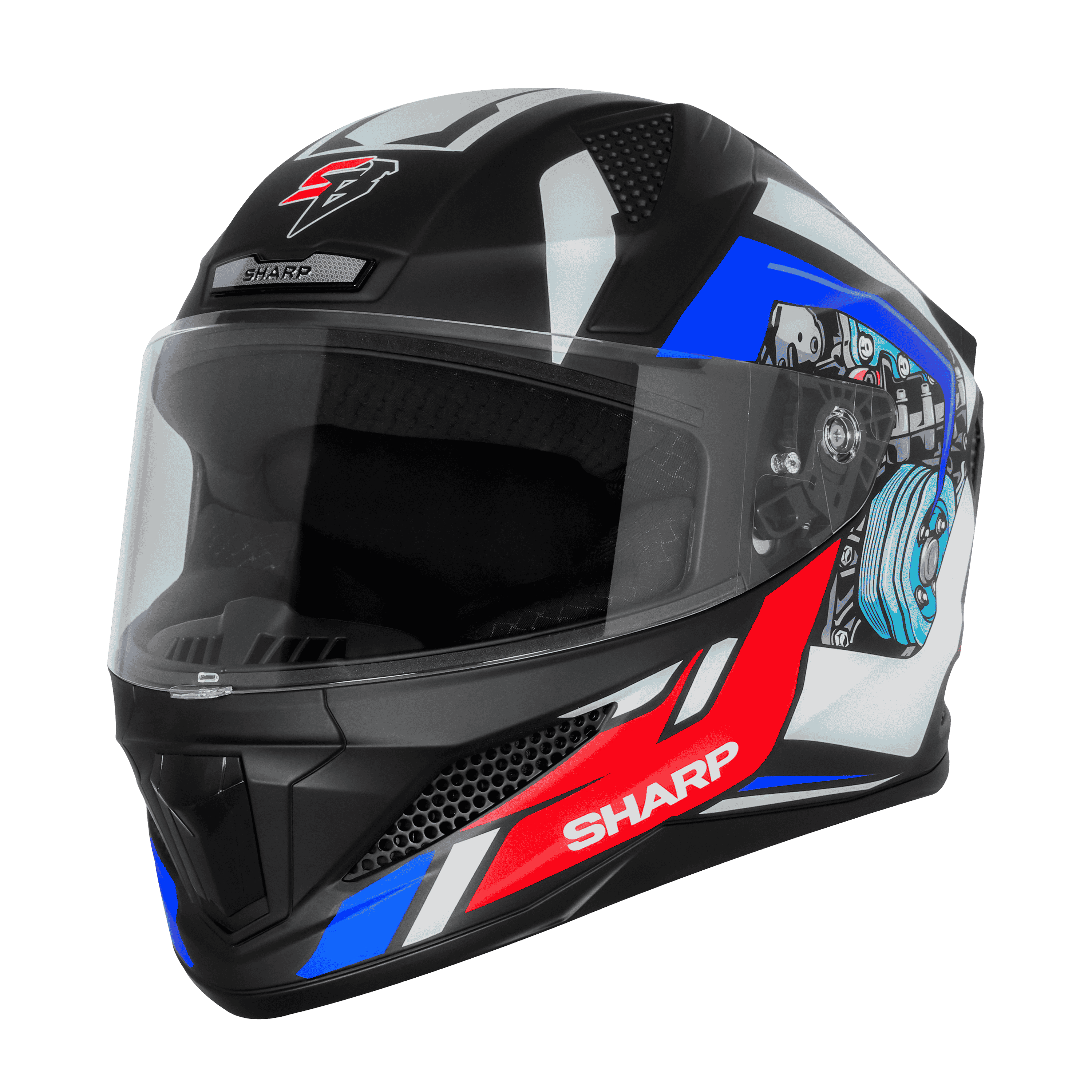 SBH-25 SV SHARP SPIKY GLOSSY BLACK WITH WHITE BLUE