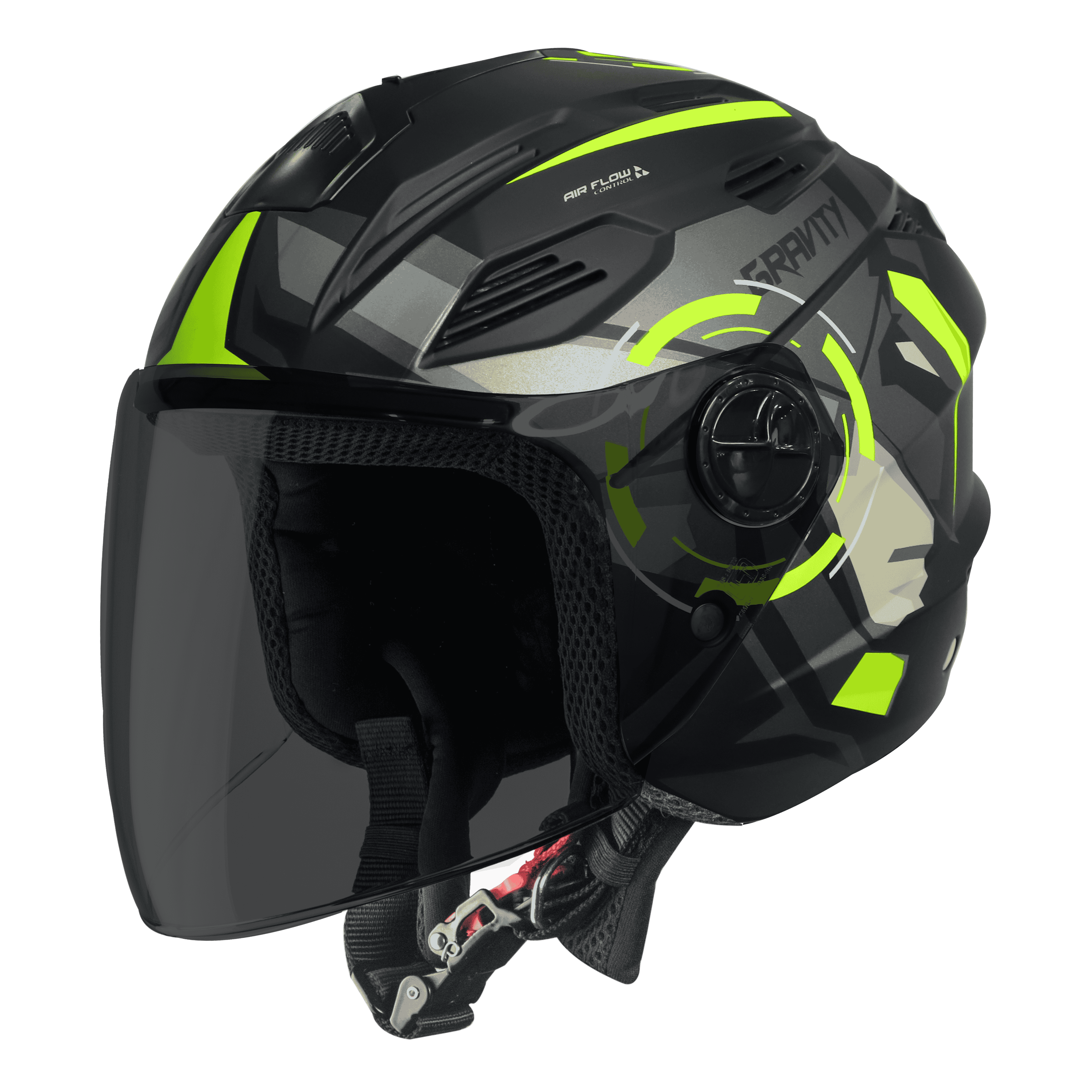 SBA-6 GRAVITY MAT BLACK WITH NEON (FITTED WITH CLEAR VISOR EXTRA SMOKE VISOR FREE)