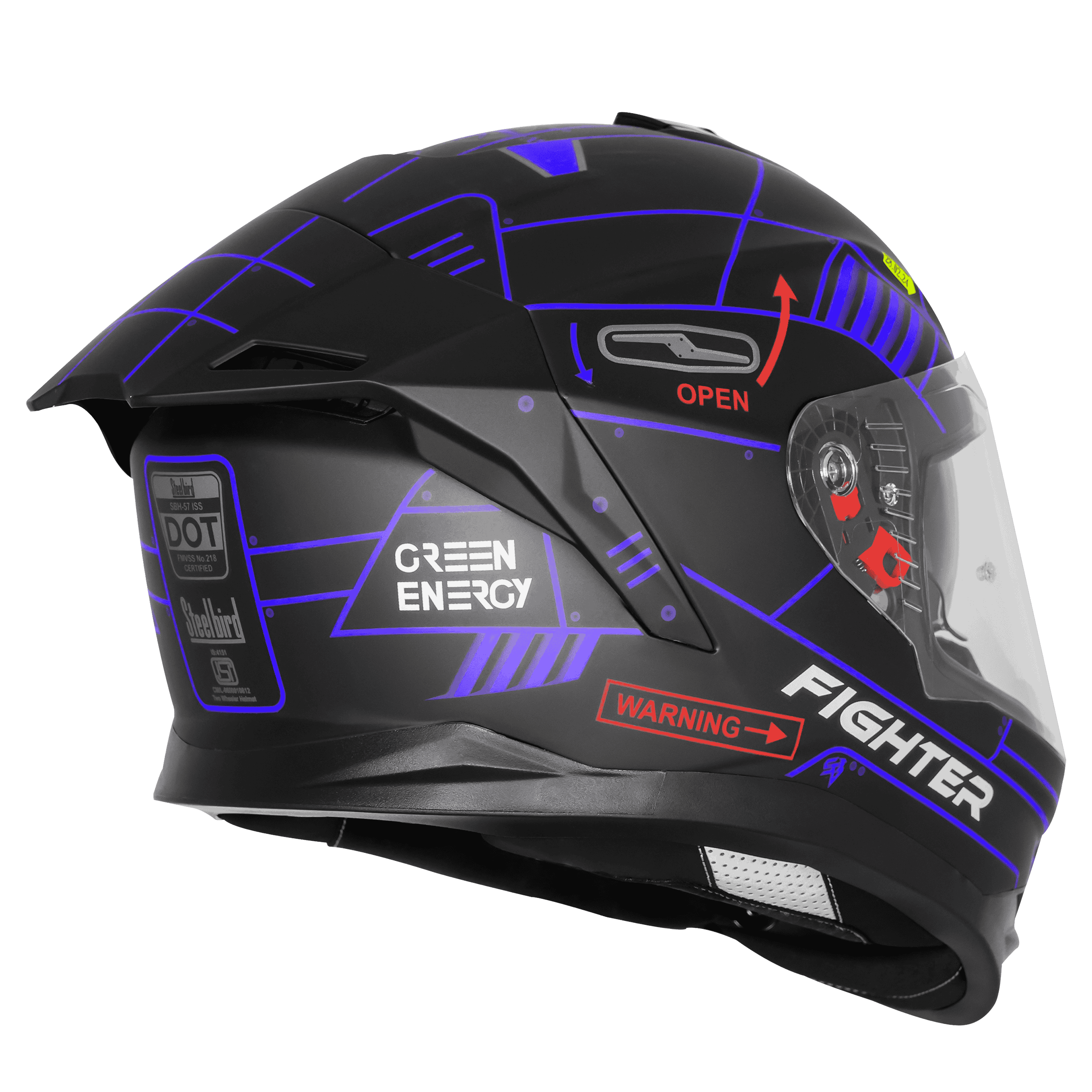 SBH-57 ISS FIGHTER F6 MAT BLACK WITH BLUE