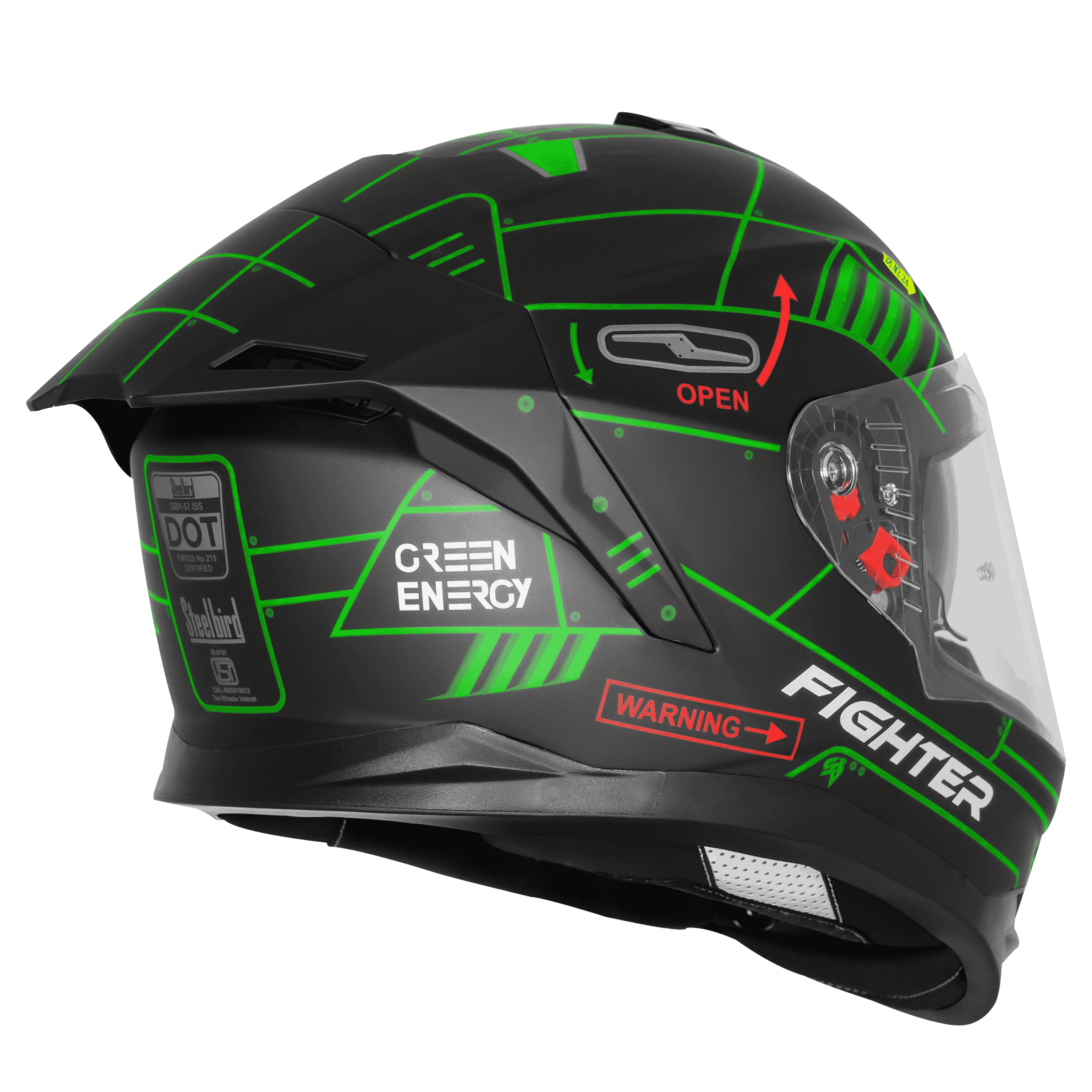 SBH-57 ISS FIGHTER F6 MAT BLACK WITH GREEN