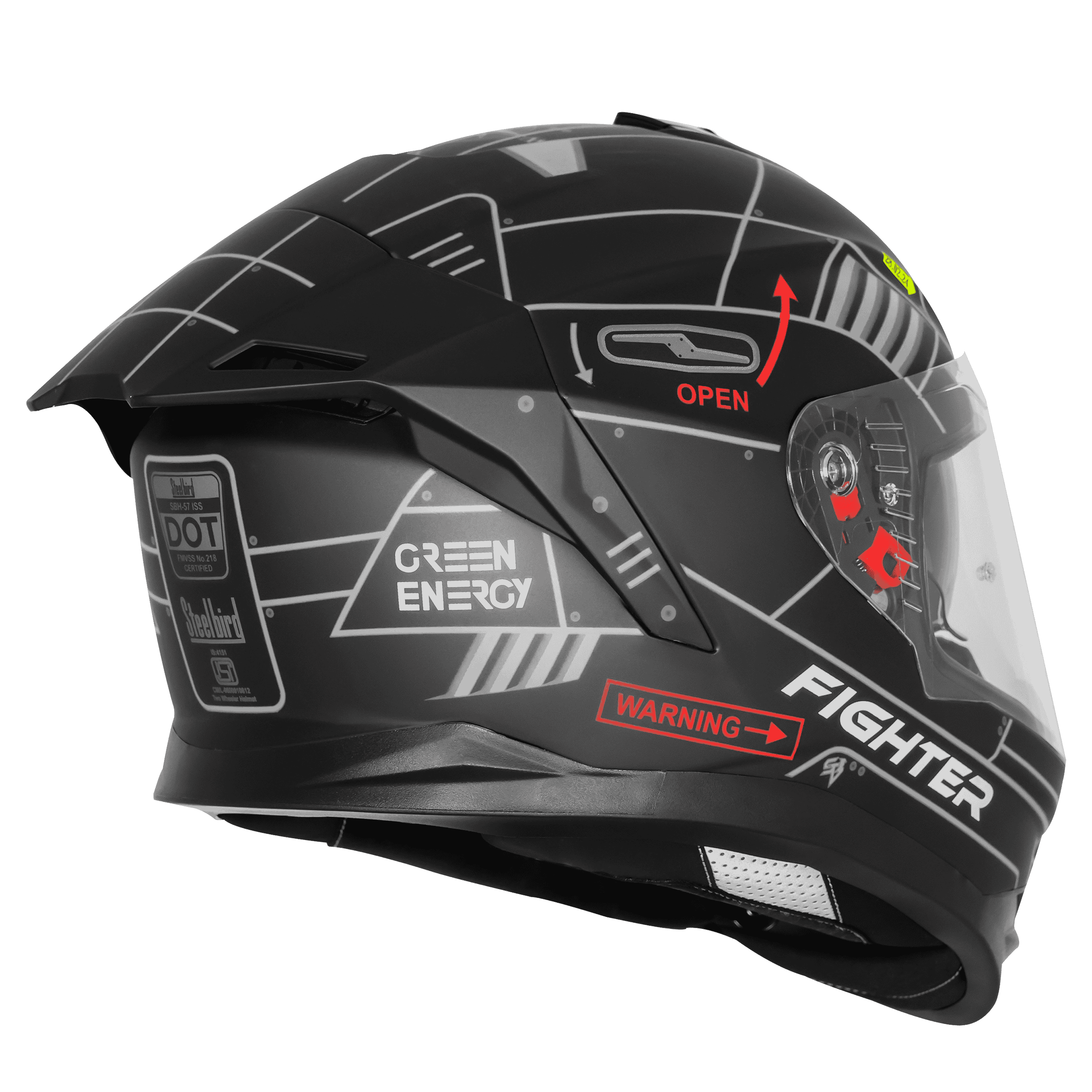 SBH-57 ISS FIGHTER F6 MAT BLACK WITH GREY