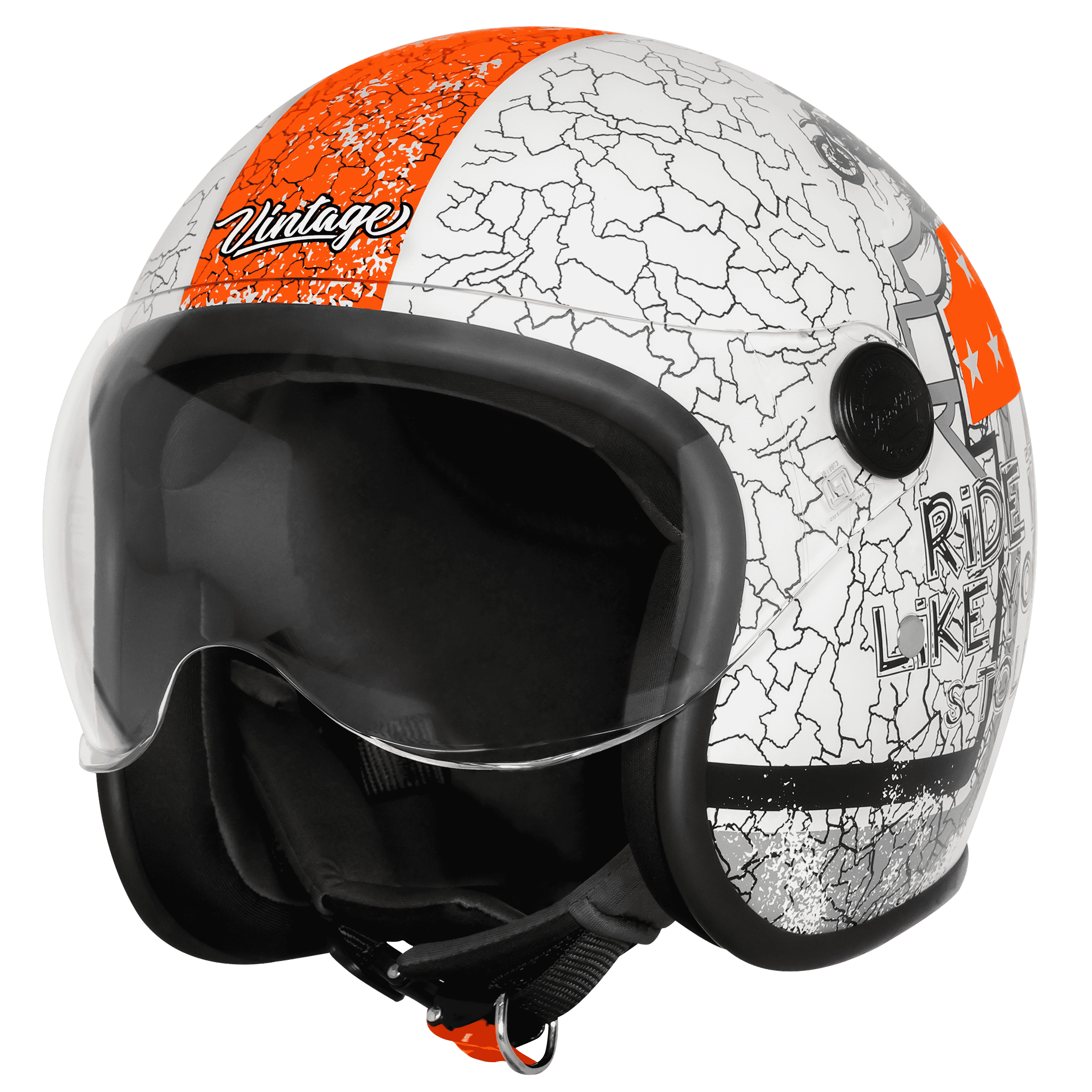 SBH-54 VINTAGE NO RULES GLOSSY WHITE WITH ORANGE