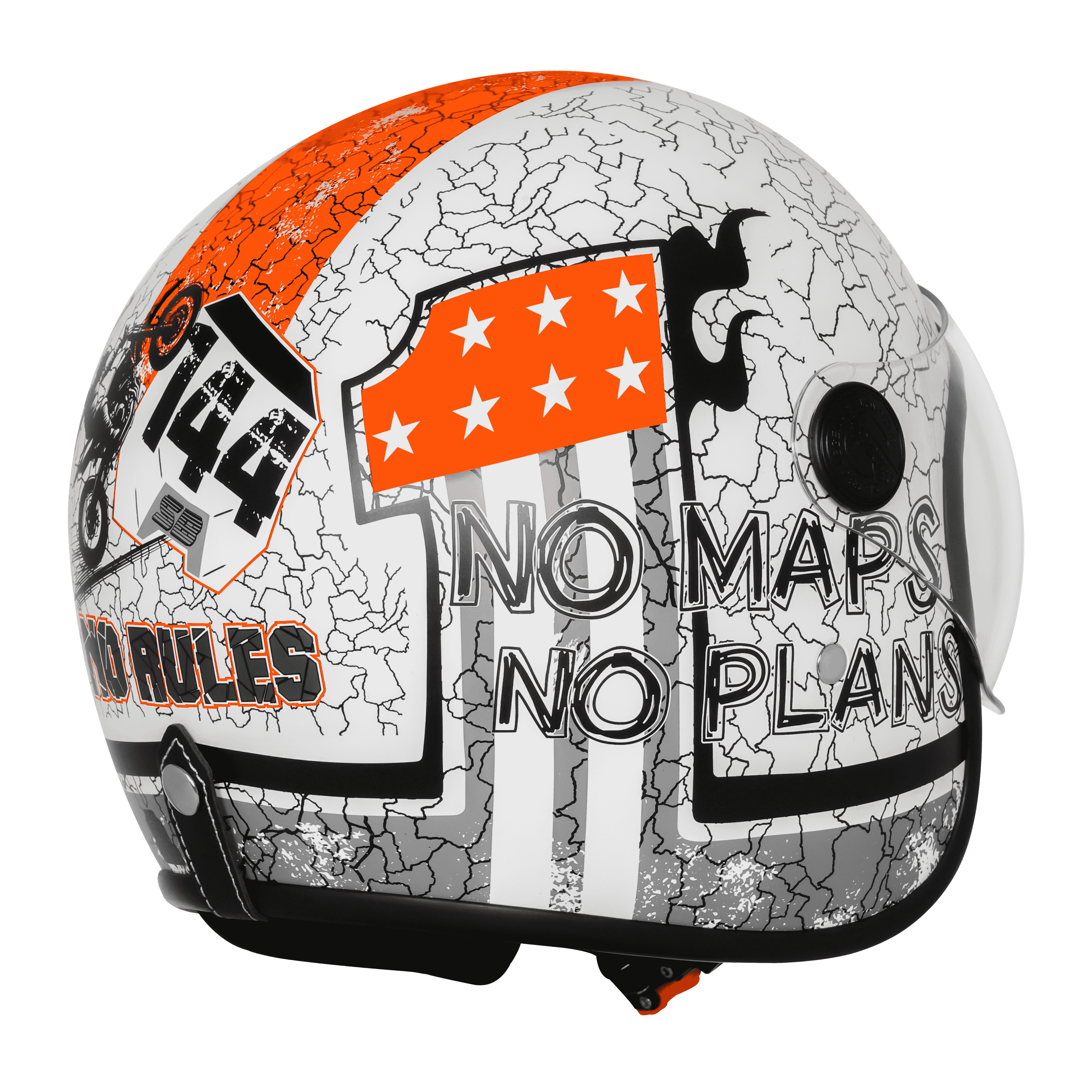 SBH-54 VINTAGE NO RULES GLOSSY WHITE WITH ORANGE