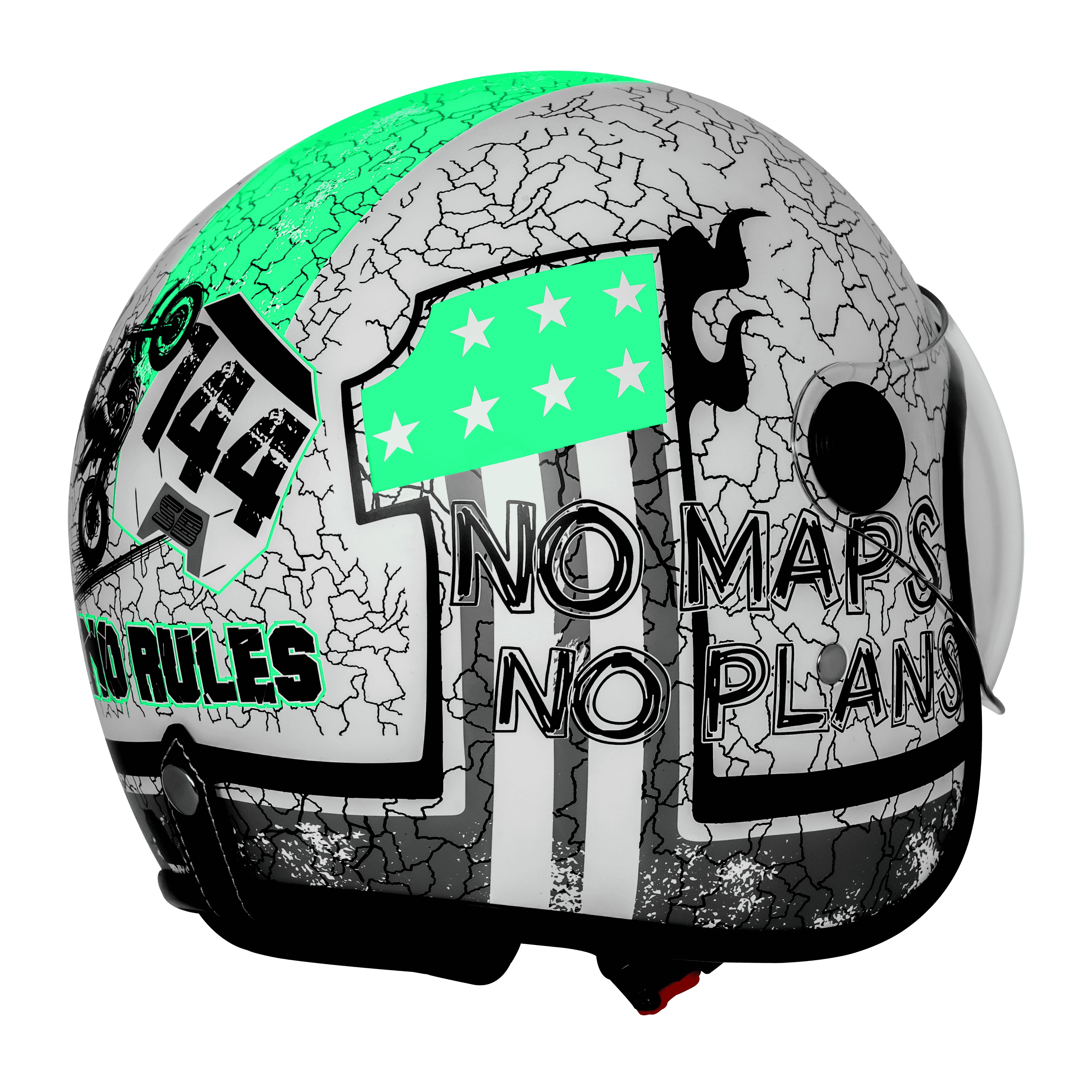 SBH-54 VINTAGE NO RULES GLOSSY WHITE WITH GREEN