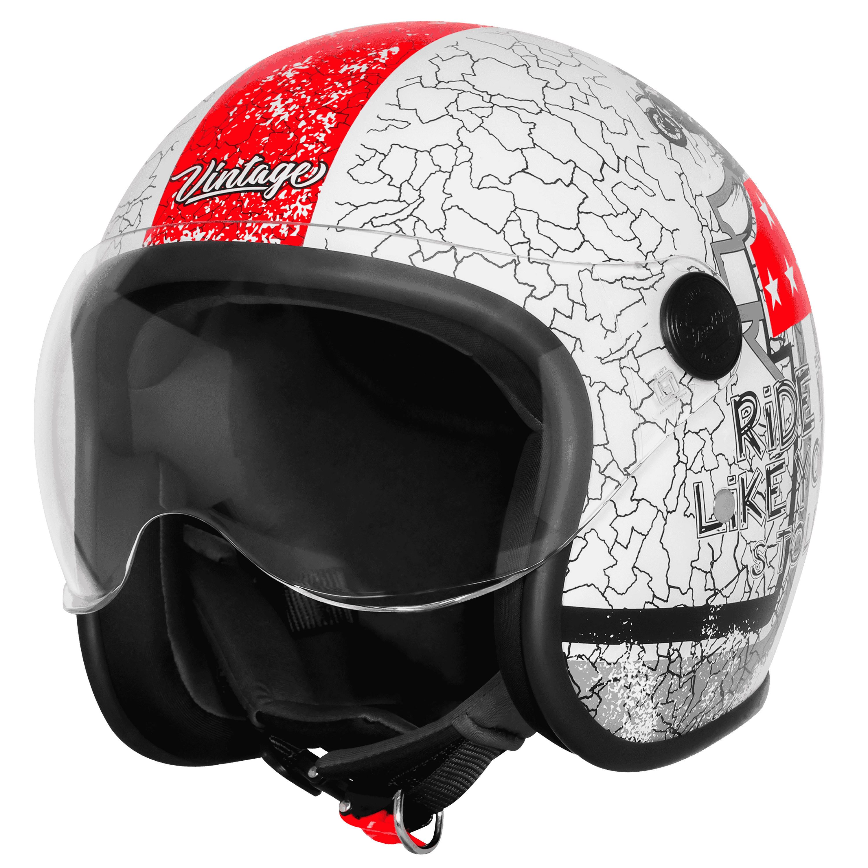 SBH-54 VINTAGE NO RULES GLOSSY WHITE WITH RED