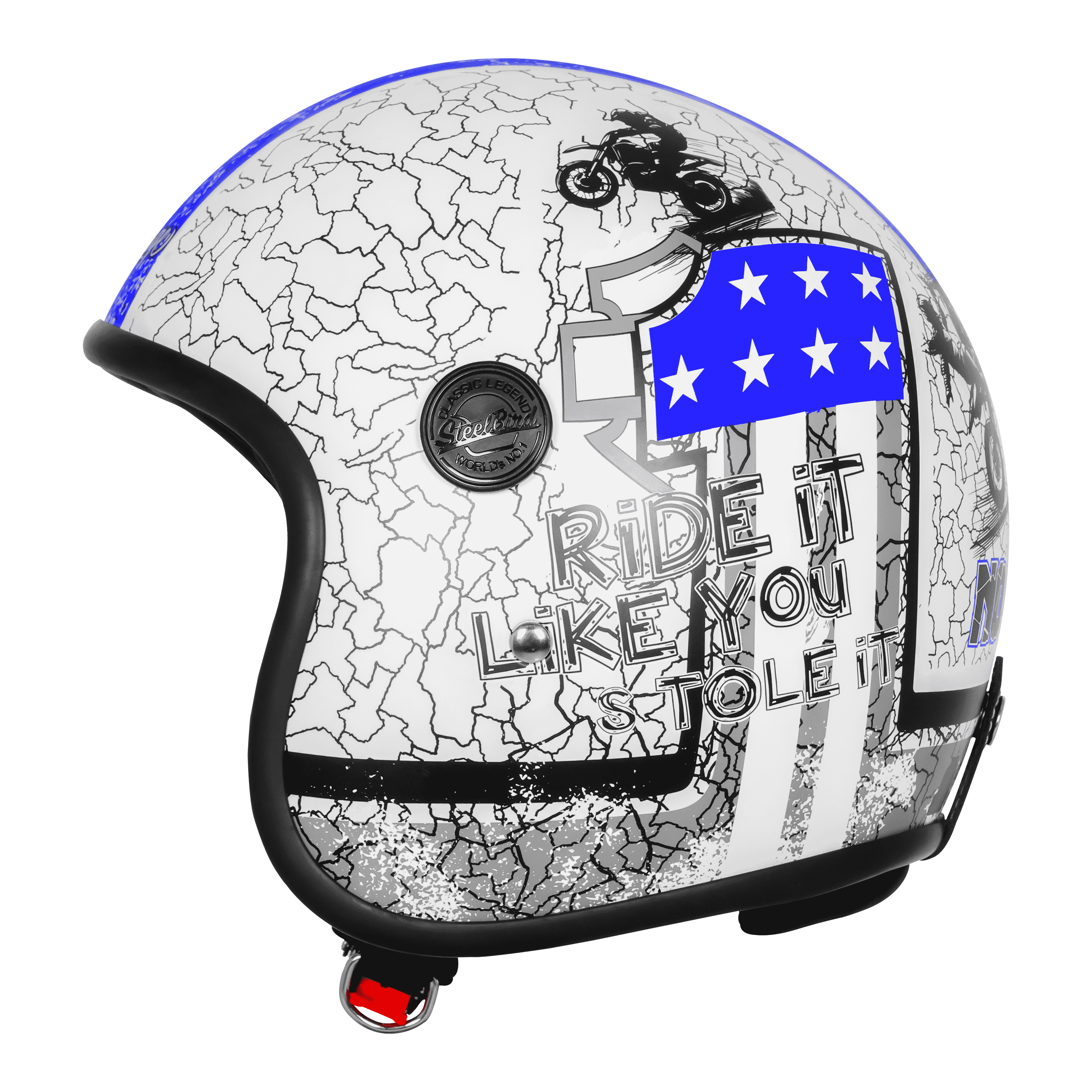 SBH-54 VINTAGE NO RULES GLOSSY WHITE WITH BLUE