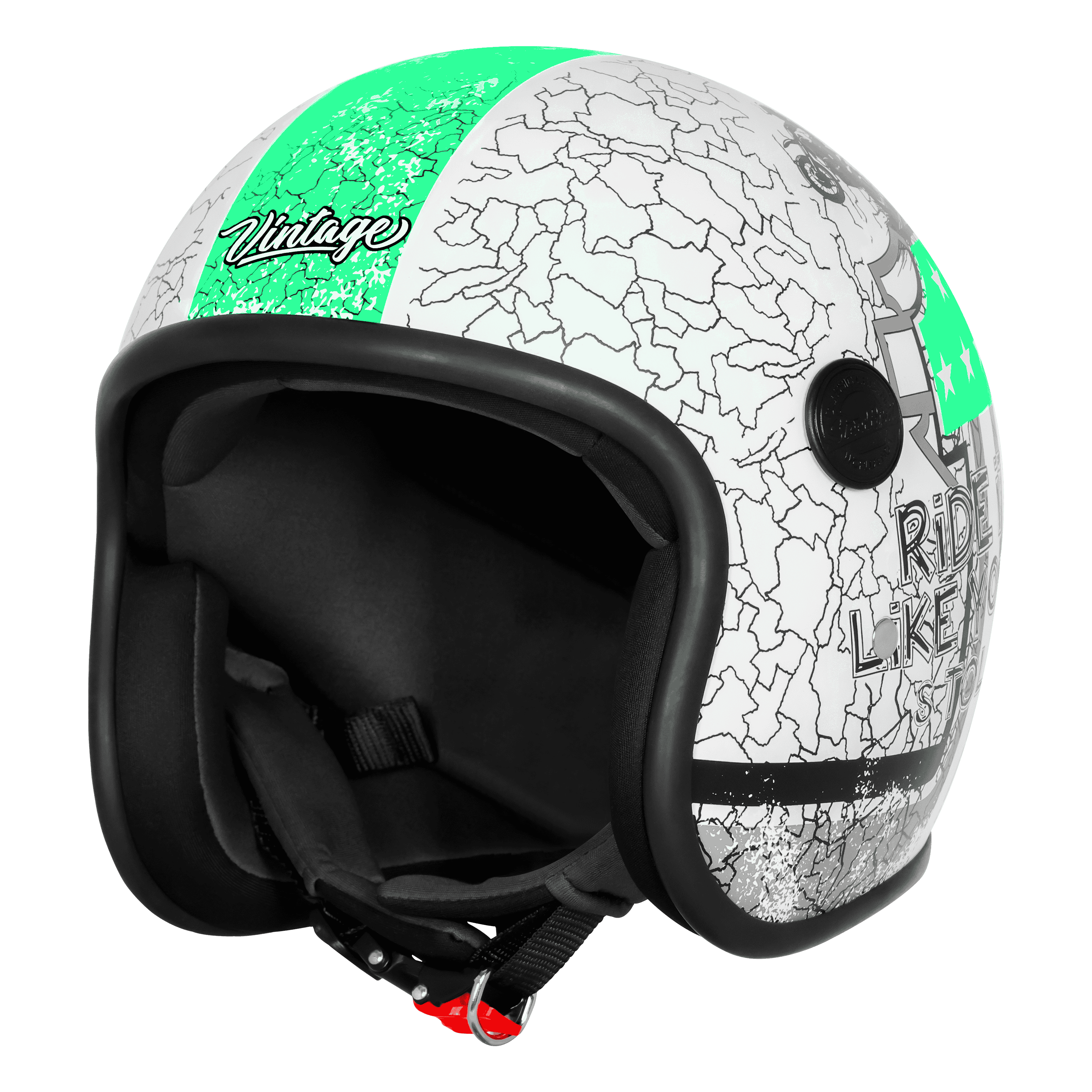 SBH-54 VINTAGE NO RULES GLOSSY WHITE WITH GREEN