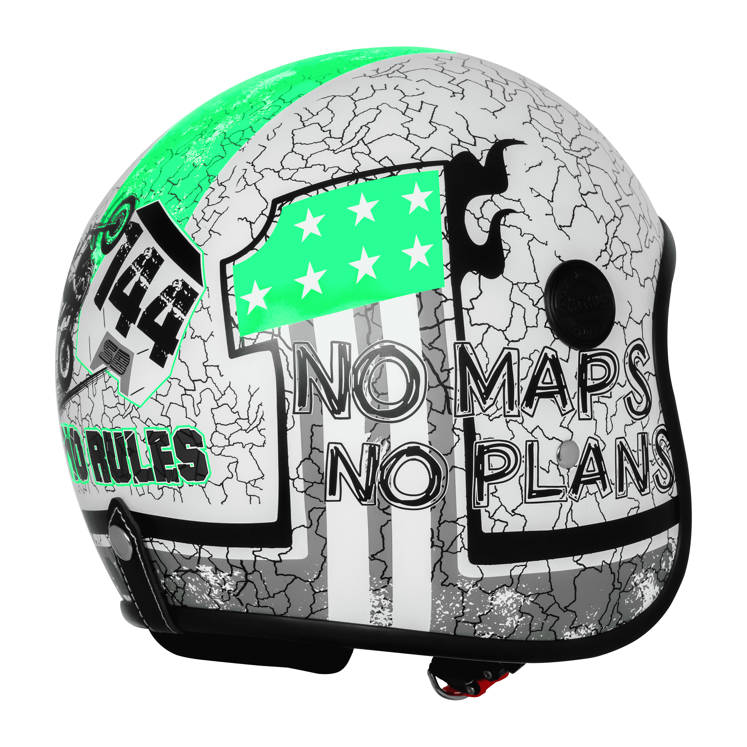 SBH-54 VINTAGE NO RULES GLOSSY WHITE WITH GREEN