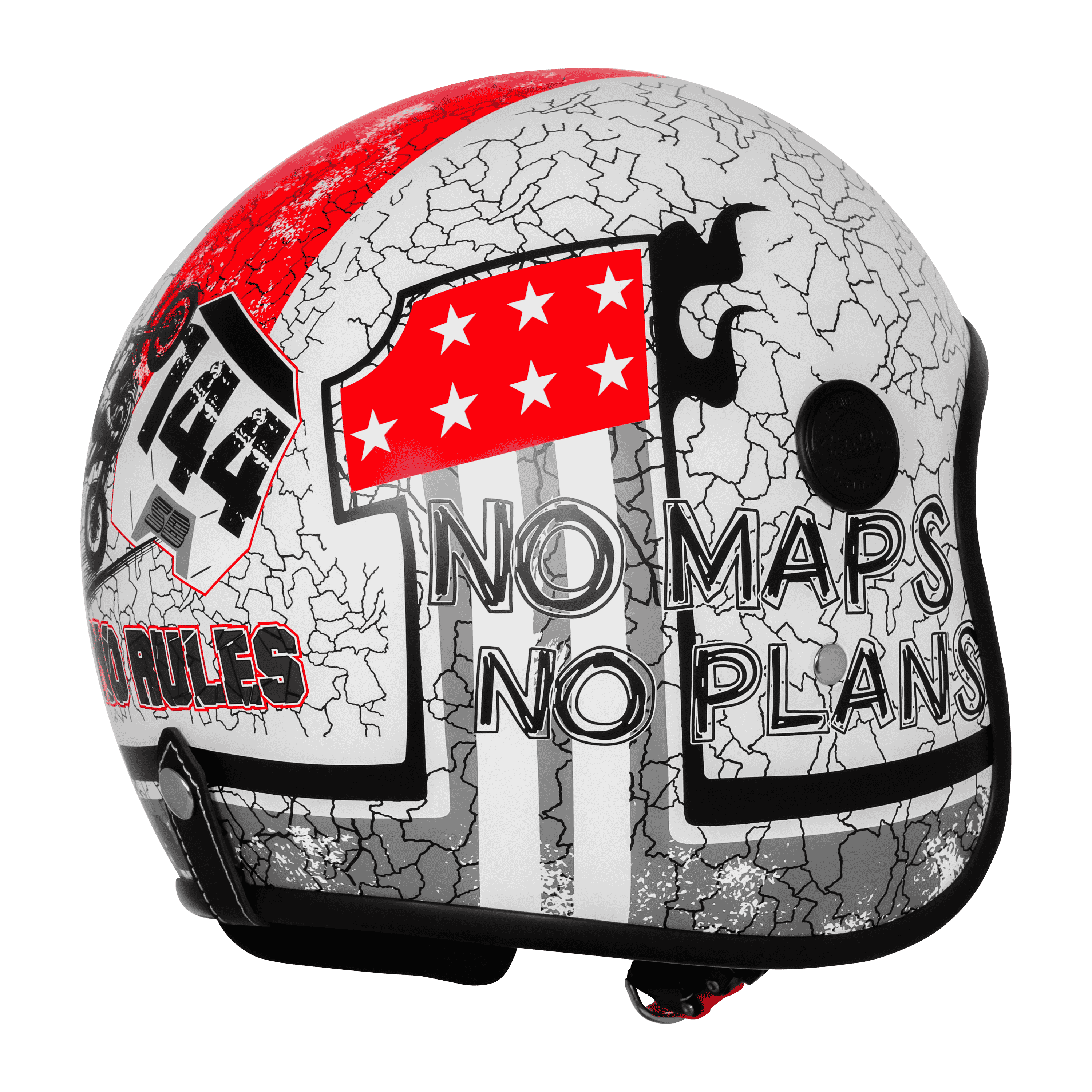 SBH-54 VINTAGE NO RULES GLOSSY WHITE WITH RED