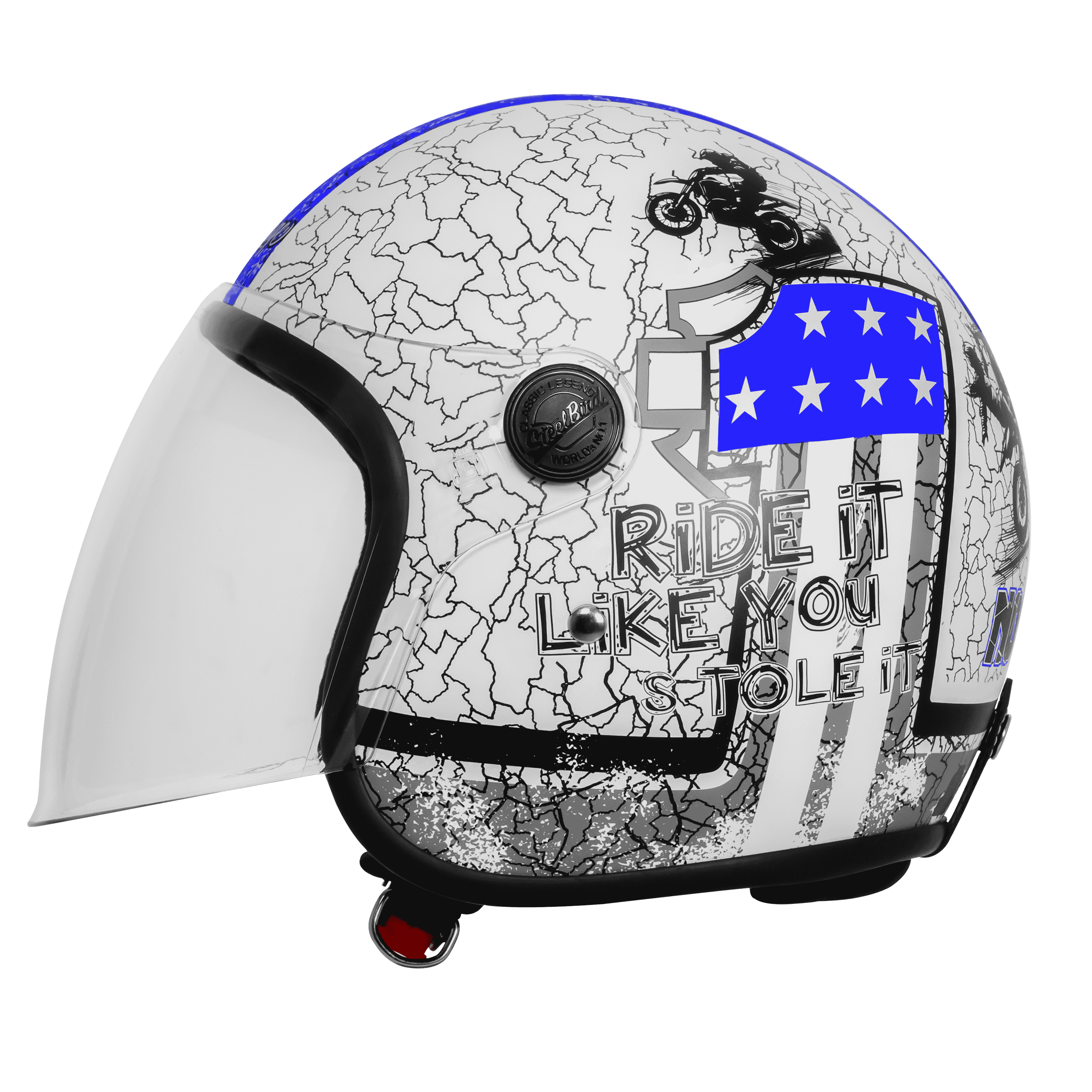SBH-54 VINTAGE NO RULES GLOSSY WHITE WITH BLUE
