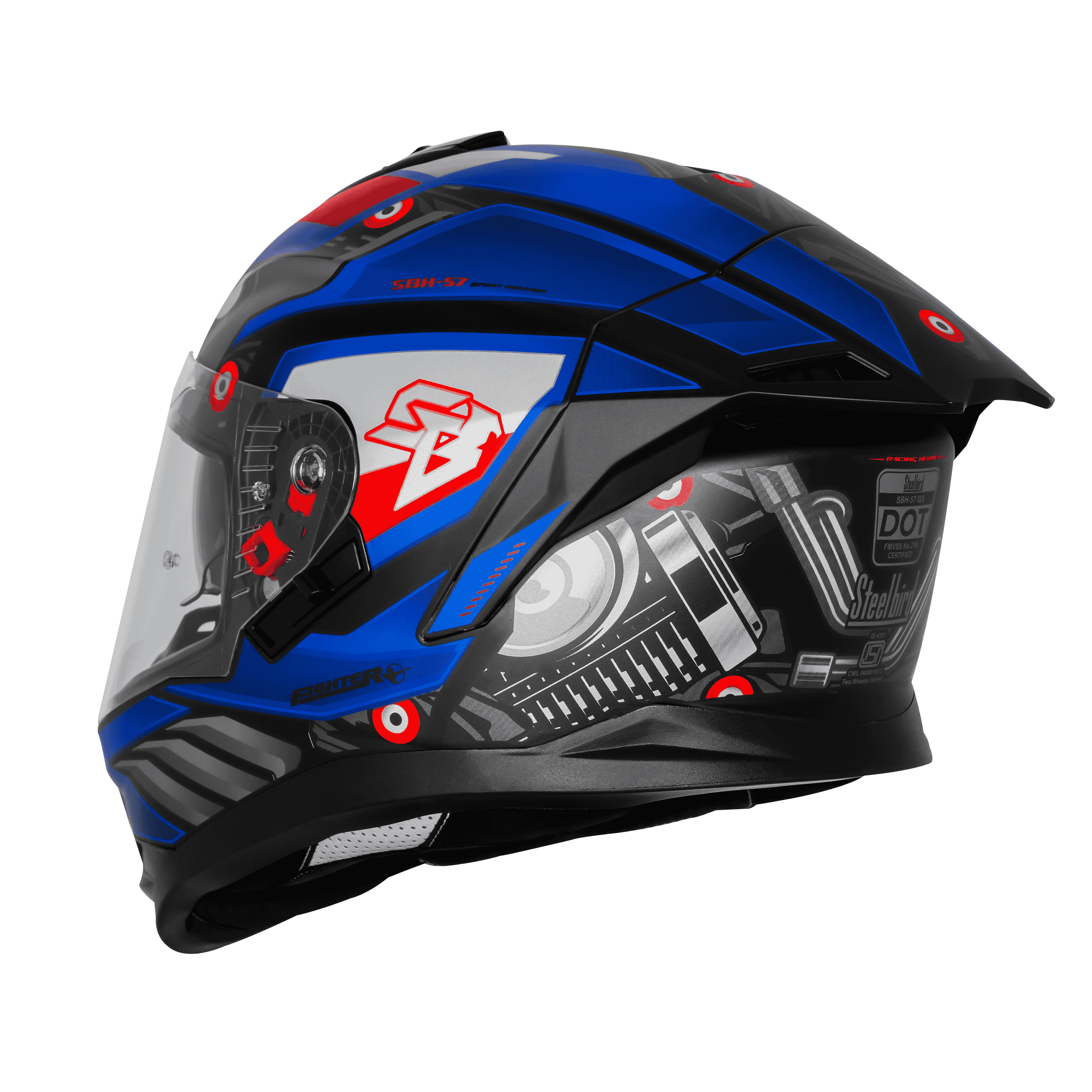 SBH-57 ISS FIGHTER F8 MAT BLACK WITH BLUE